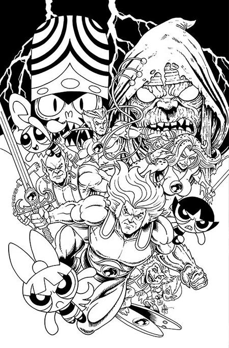 THUNDERCATS POWERPUFF GIRLS #1 CVR Q INC 1:10 KEN HAESER LINE ART VIRGIN FOC BONUS VAR -- [Expected In Stock Date : 07-23-25 ]