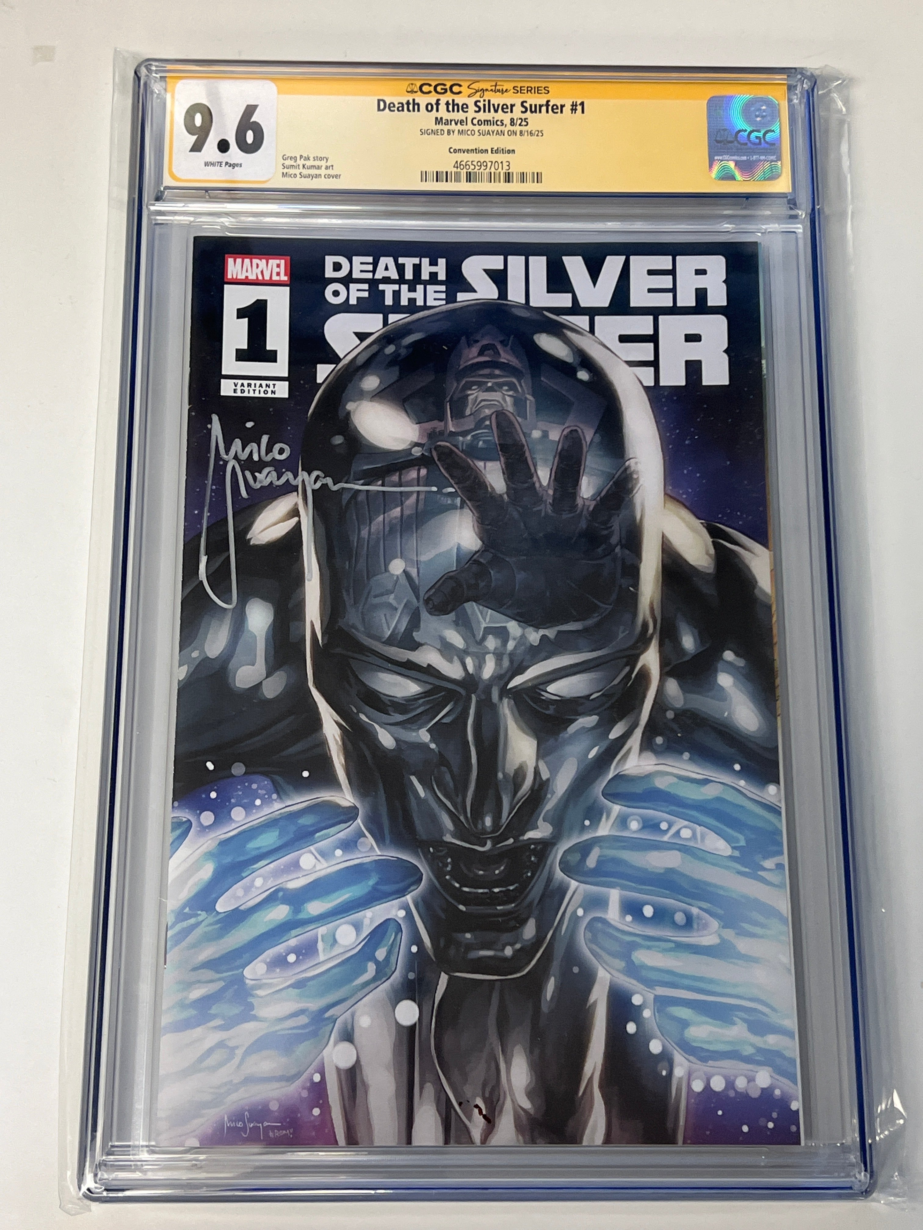 DEATH OF THE SILVER SURFER #1 TRADE DRESS SIGNED BY MICO SUAYAN CGC 9.6 (C79)