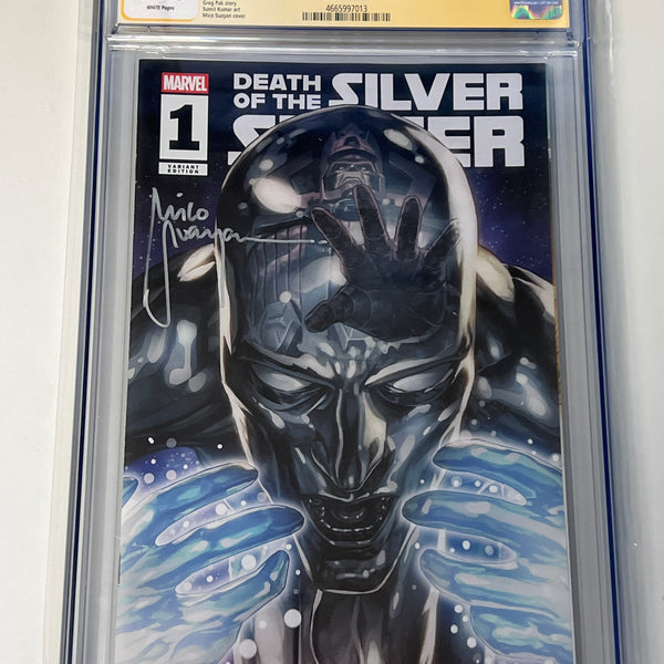 DEATH OF THE SILVER SURFER #1 TRADE DRESS SIGNED BY MICO SUAYAN CGC 9.