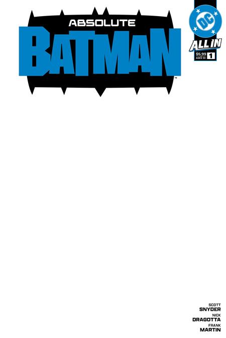 ABSOLUTE BATMAN #1 CVR I BLANK CARD STOCK VAR -- [Expected In Stock Date : 10-09-24]