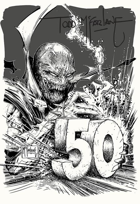 KING SPAWN #50 CVR G INC 1:250 TODD MCFARLANE SIGNED B&W INKS VAR -- [Expected In Stock Date : 10-22-25]