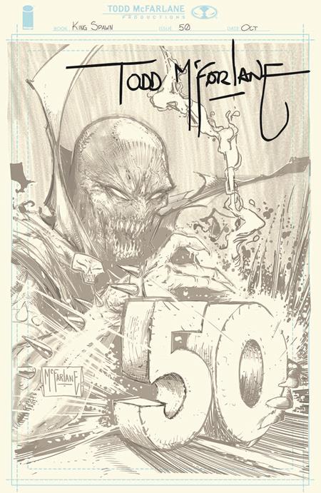 KING SPAWN #50 CVR H INC 1:1000 TODD MCFARLANE VIRGIN SIGNED W SKETCH VAR -- [Expected In Stock Date : 10-22-25]