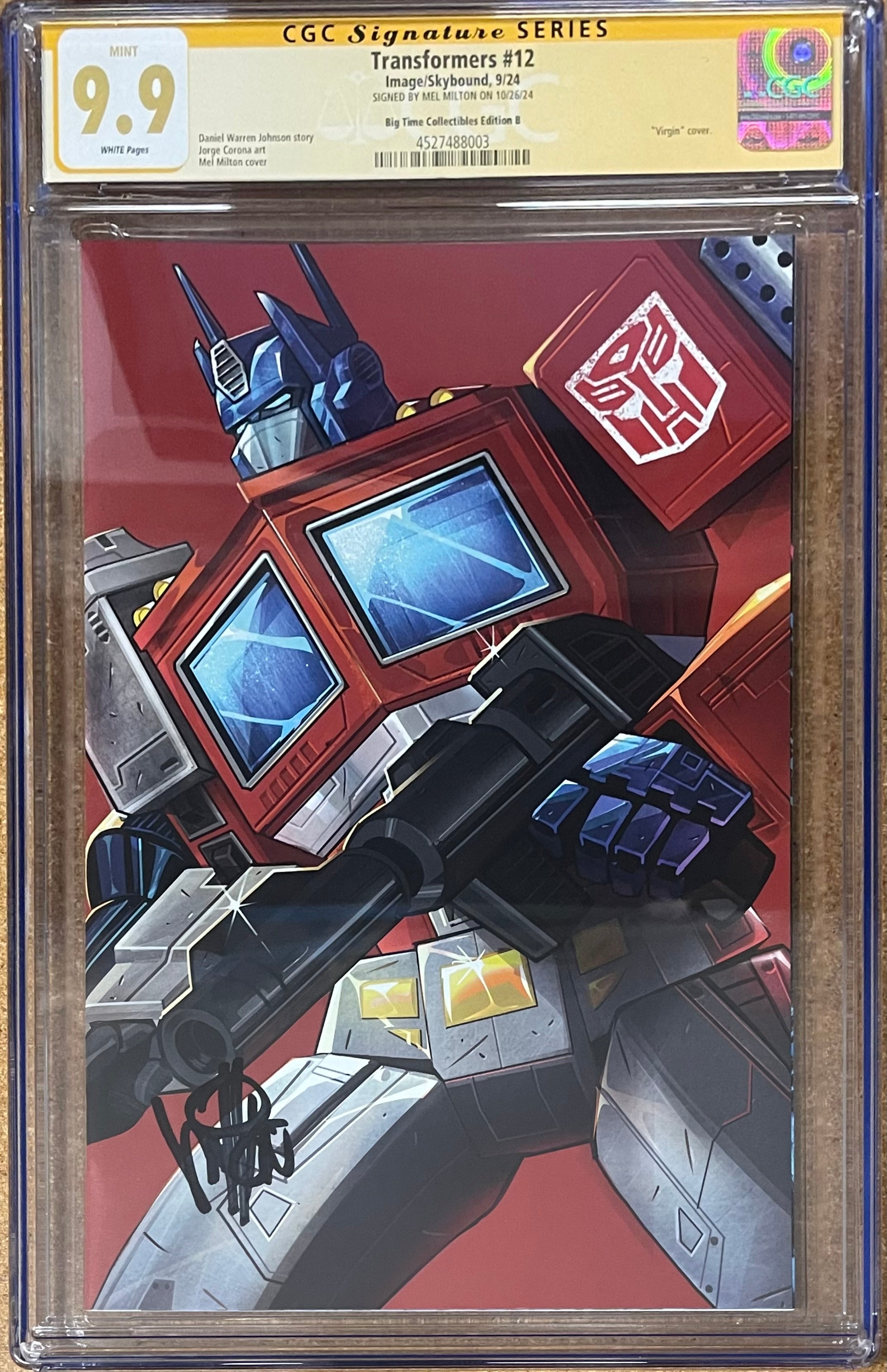 TRANSFORMERS #12 MEL MILTON EXCLUSIVE VARIANT COVER SIGNED BY MEL MILTON CGC 9.9 MINT (IN STOCK) C61