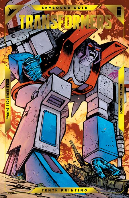 TRANSFORMERS #1 Tenth Printing Cvr B Daniel Warren Johnson & Mike Spicer Starscream Gold Foil Emboss Var -- [Expectected In Stock Date : 12-11-24]