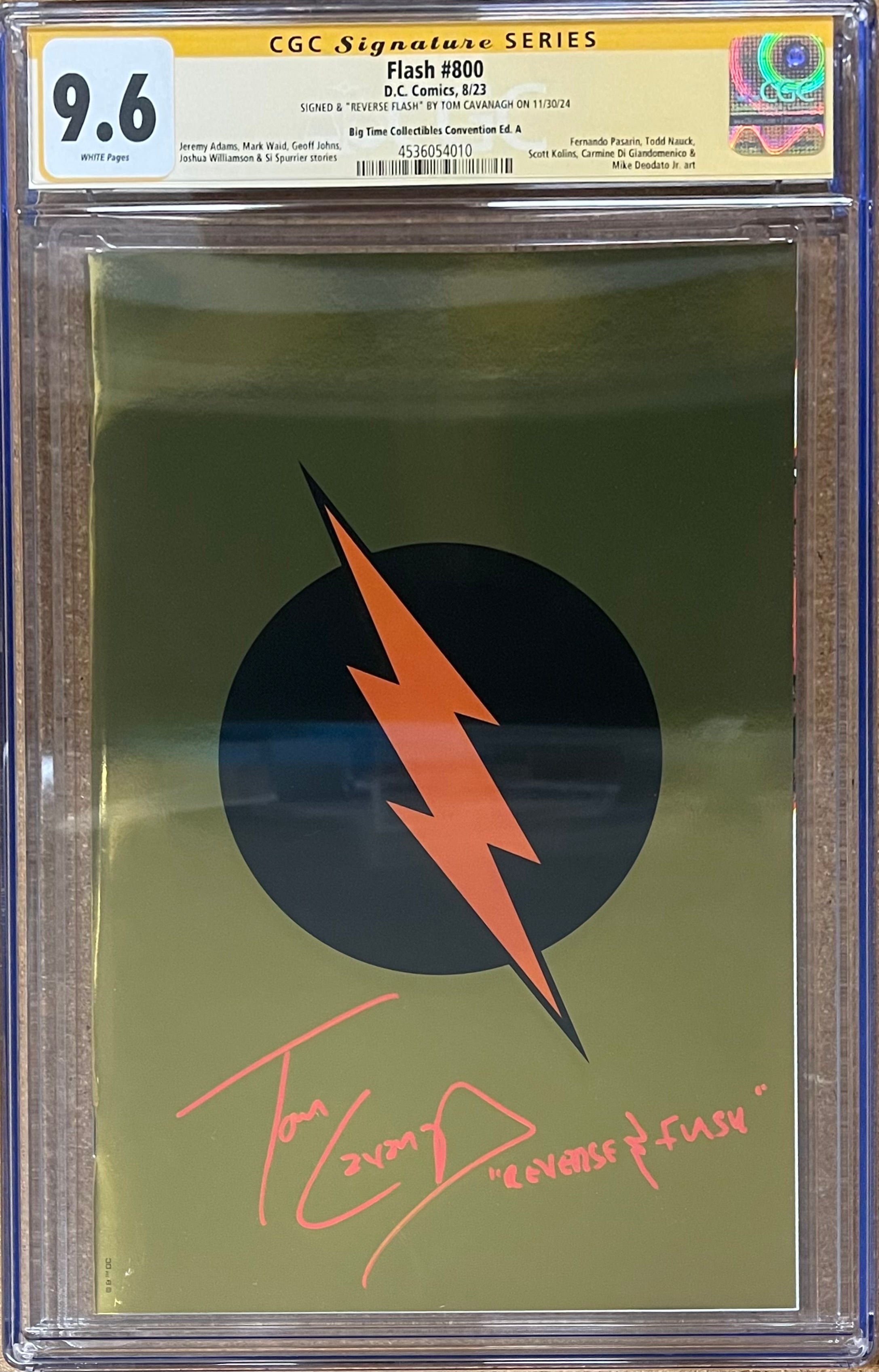 FLASH #800 REVERSE FLASH FOIL EDITION SIGNED BY TOM CAVANAGH W/ "REVERSE FLASH" CGC 9.6 (IN STOCK C58)