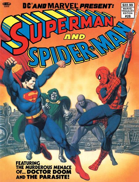DC AND MARVEL PRESENT SUPERMAN AND SPIDER-MAN (MARVEL TREASURY EDITION #28) #1 FACSIMILE EDITION CVR C JOHN ROMITA SR & BOB LARKIN FOIL VAR -- [Expected In Stock Date : 02-04-26]