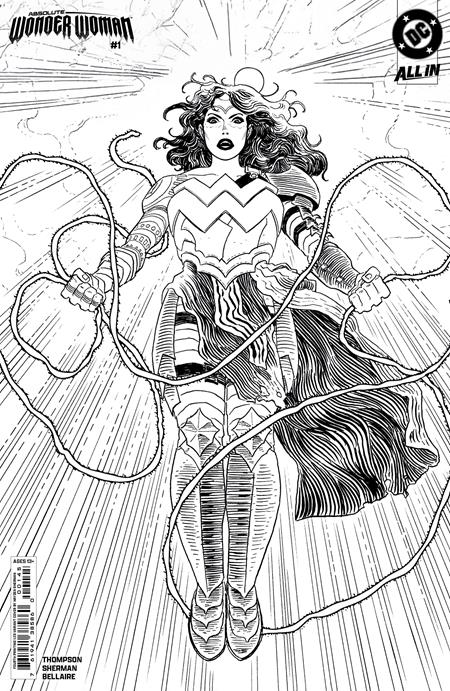 ABSOLUTE WONDER WOMAN #1 Fourth Printing Cvr B Inc 1:25 Hayden Sherman B&W Card Stock Var-- [Expected In Stock Date : 02-12-25]