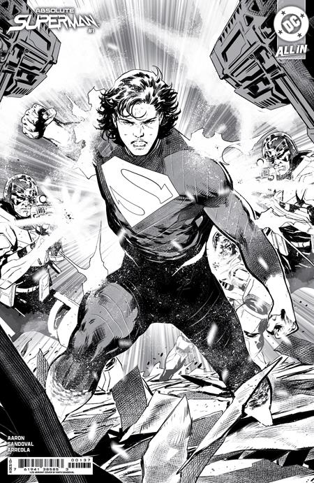 ABSOLUTE SUPERMAN #1 Third Printing Cvr B Inc 1:25 Rafa Sandoval B&W Card Stock Var -- [Expected In Stock Date : 02-12-25]