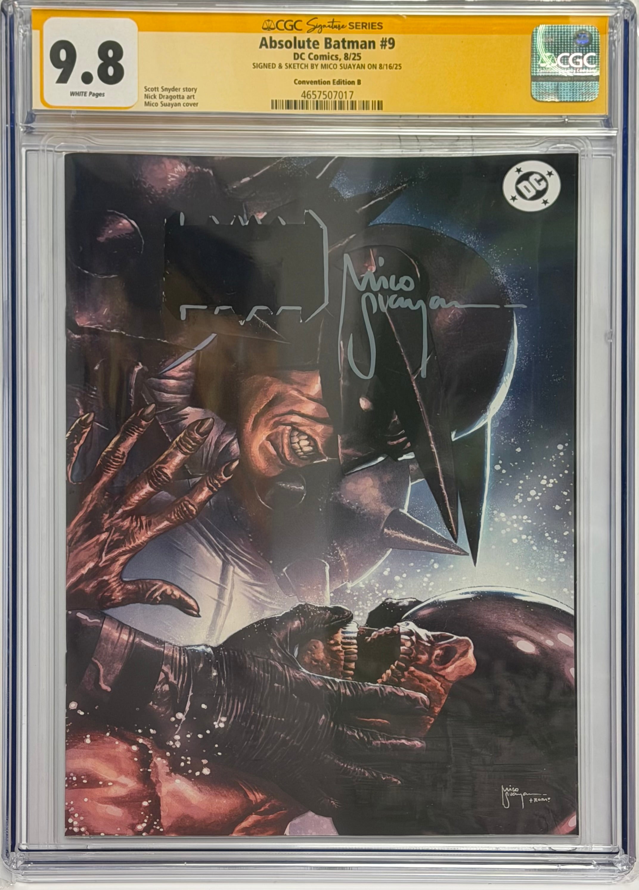 ABSOLUTE BATMAN #9 MICO SUAYAN EXCLUSIVE VIRGIN EDITION SIGNED W/LOGO SKETCH BY MICO SUAYAN CGC 9.8 (IN STOCK) C59