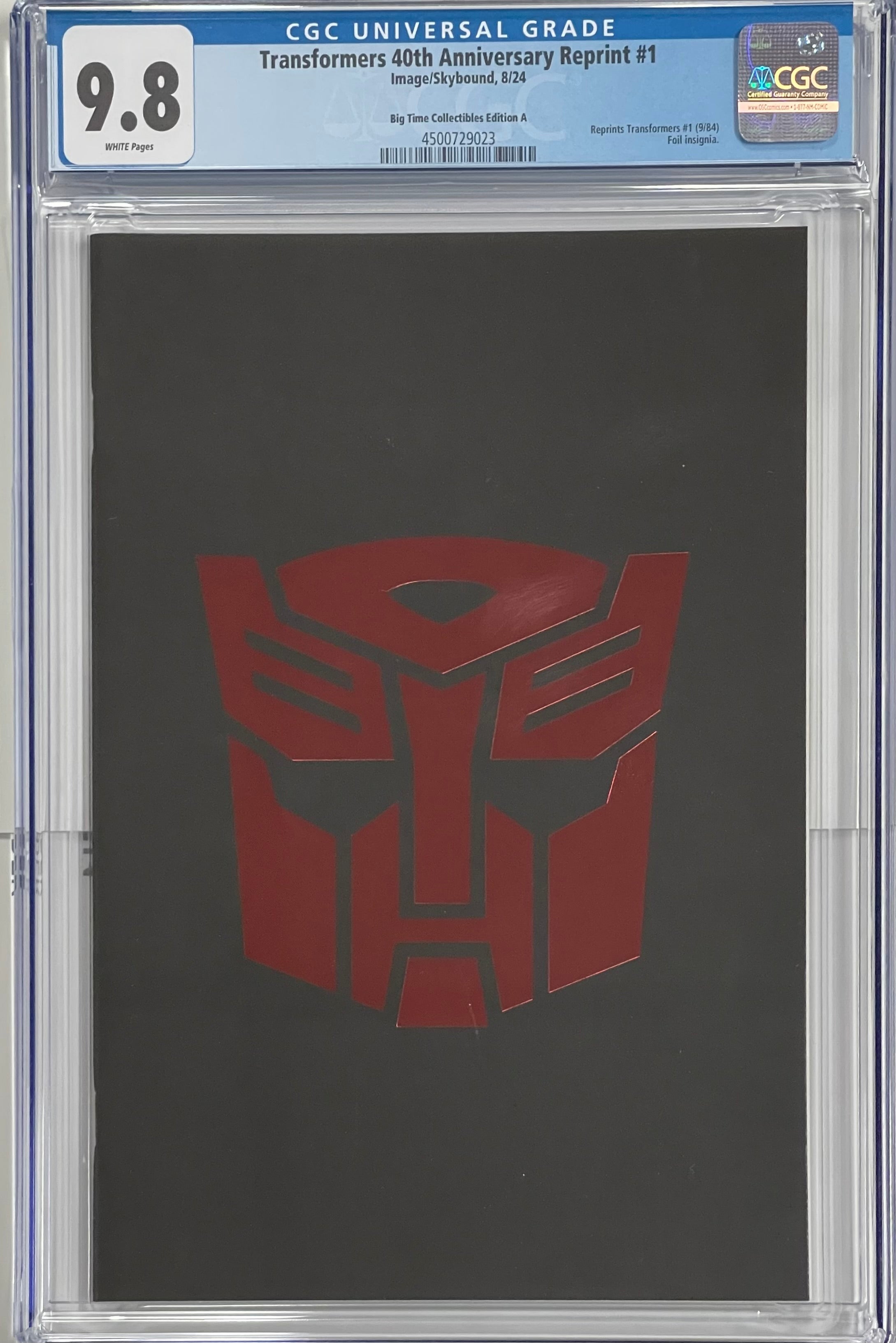 TRANSFORMERS #1 40TH ANNIVERSARY AUTOBOT LOGO FOIL CGC 9.8 (C80)