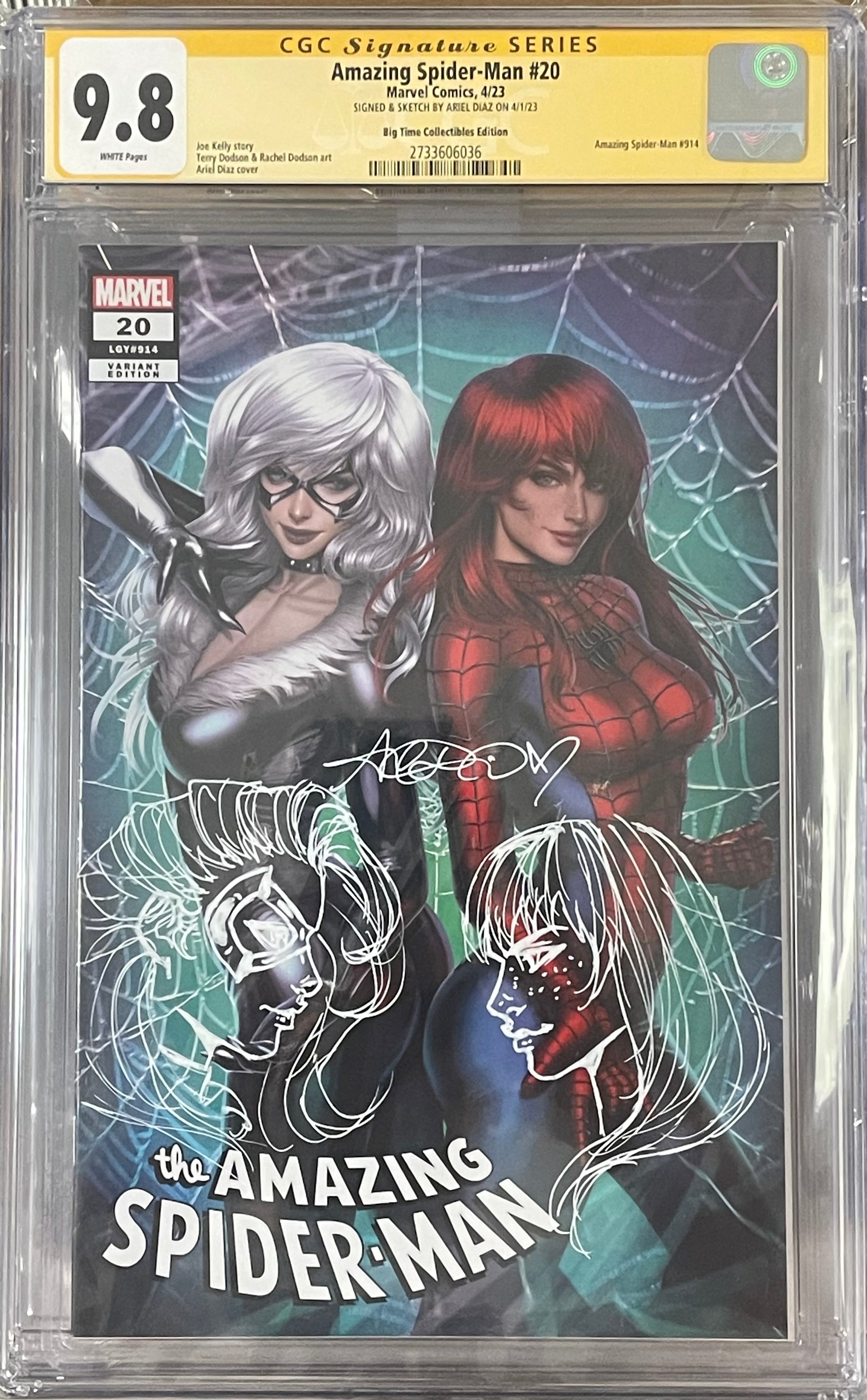 AMAZING SPIDER-MAN #20 EXCLUSIVE VARIANT SIGNED W/MJ & BLACK CAT DOUBLE SKETCH  BY ARIEL DIAZ CGC 9.8 (IN STOCK) C49