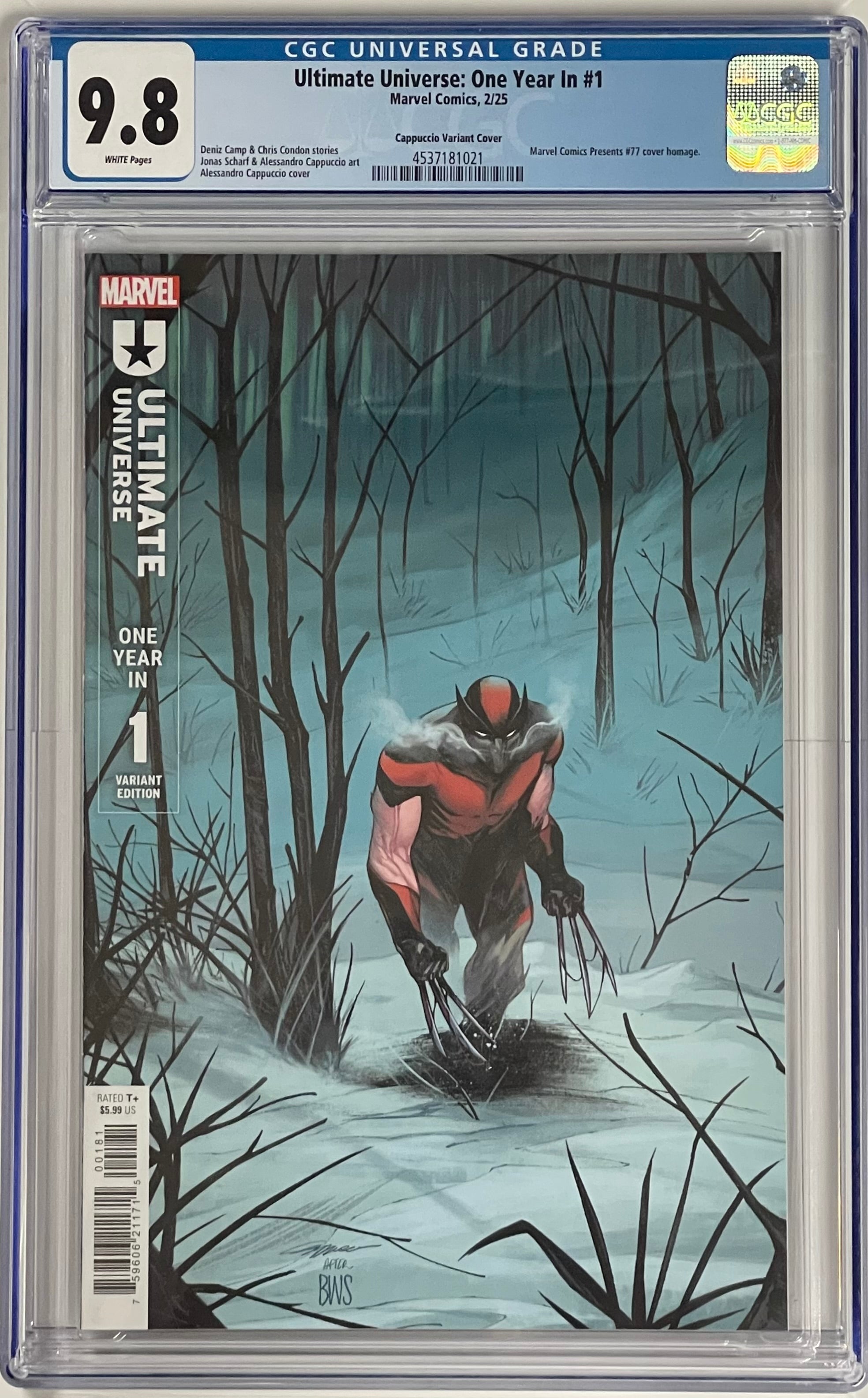 ULTIMATE UNIVERSE: ONE YEAR IN #1 CAPPUCCIO VARIANT COVER CGC 9.8 (C58)