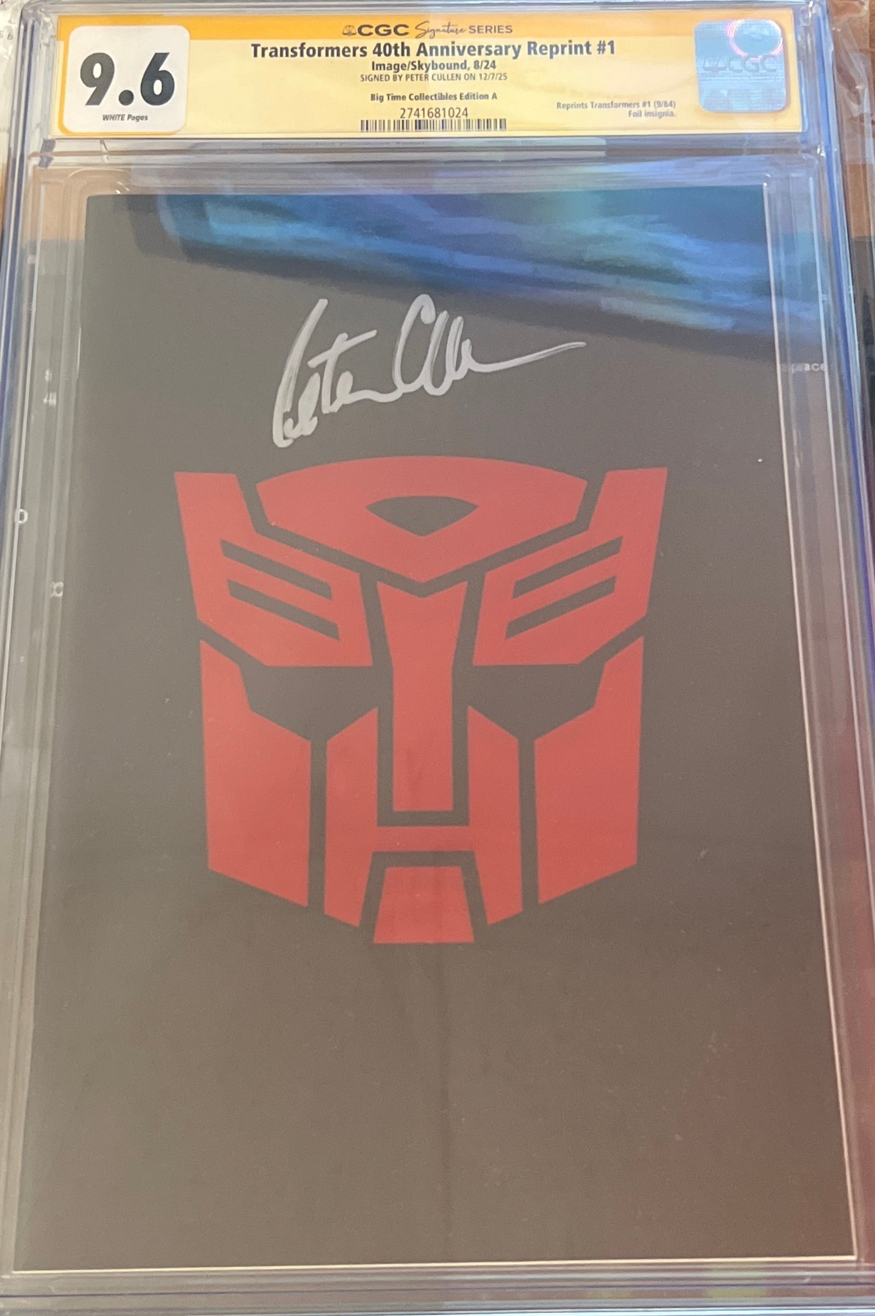 TRANSFORMERS #1 40TH ANNIVERSARY AUTOBOT LOGO FOIL SIGNED BY PETER CULLEN CGC 9.6 (C79)