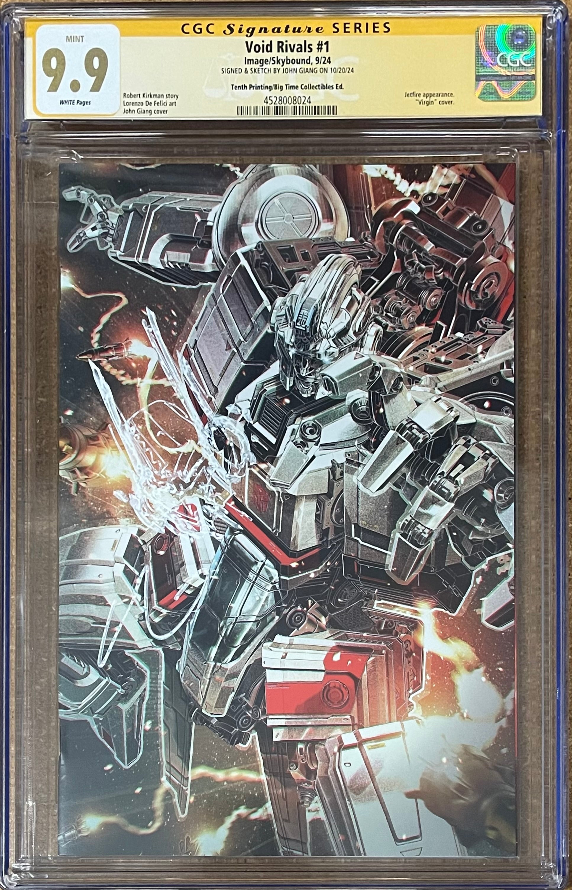 VOID RIVALS #1 JOHN GIANG EXCLUSIVE JETFIRE VARIANT SIGNED W/OPTIMUS PRIME SKETCH BY JOHN GIANG CGC 9.9 MINT (IN STOCK C67)