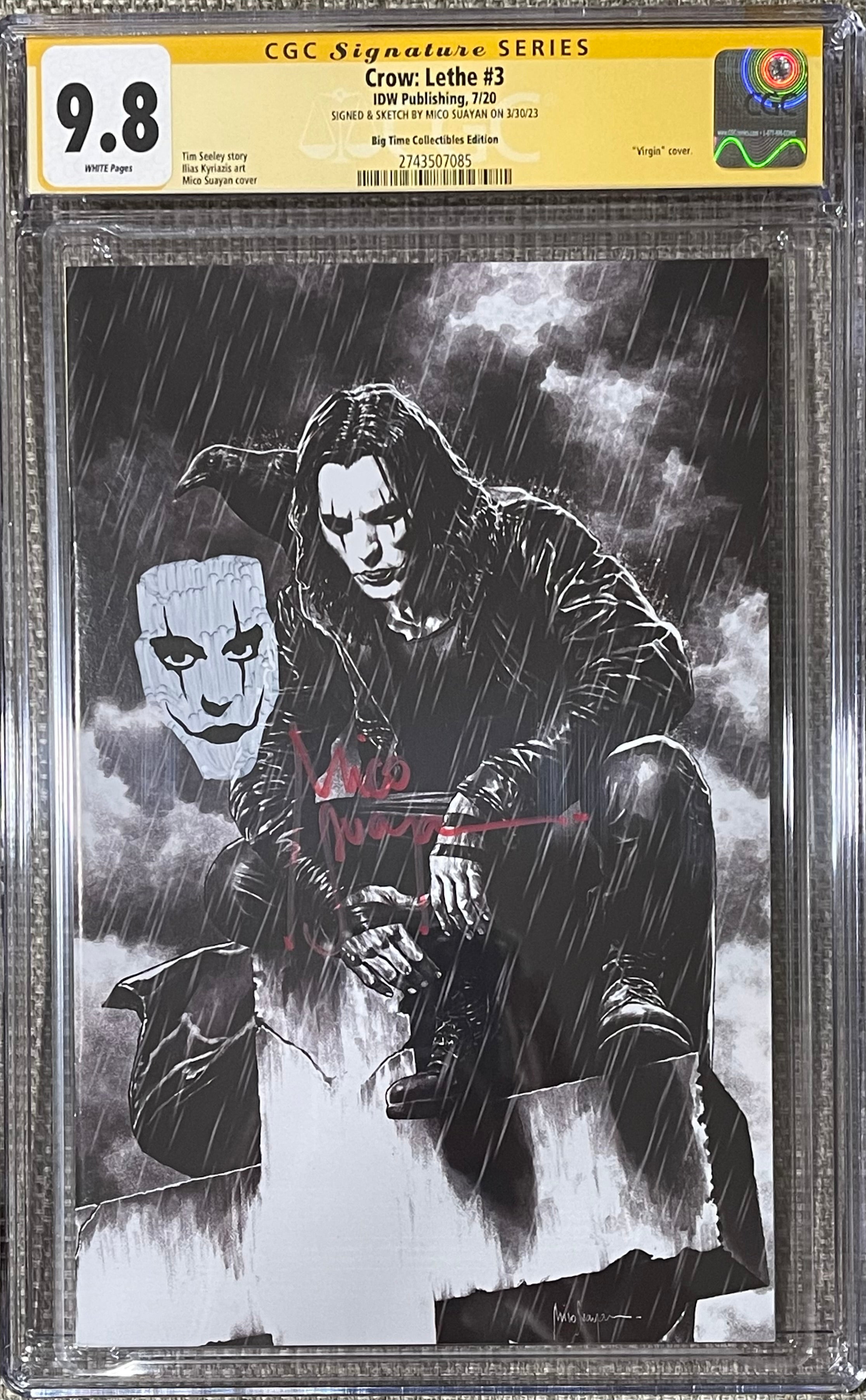 CROW LETHE #3 MICO SUAYAN EXCLUSIVE VARIANT SIGNED & SKECTH BY MICO SUAYAN CGC 9.8 (C114)