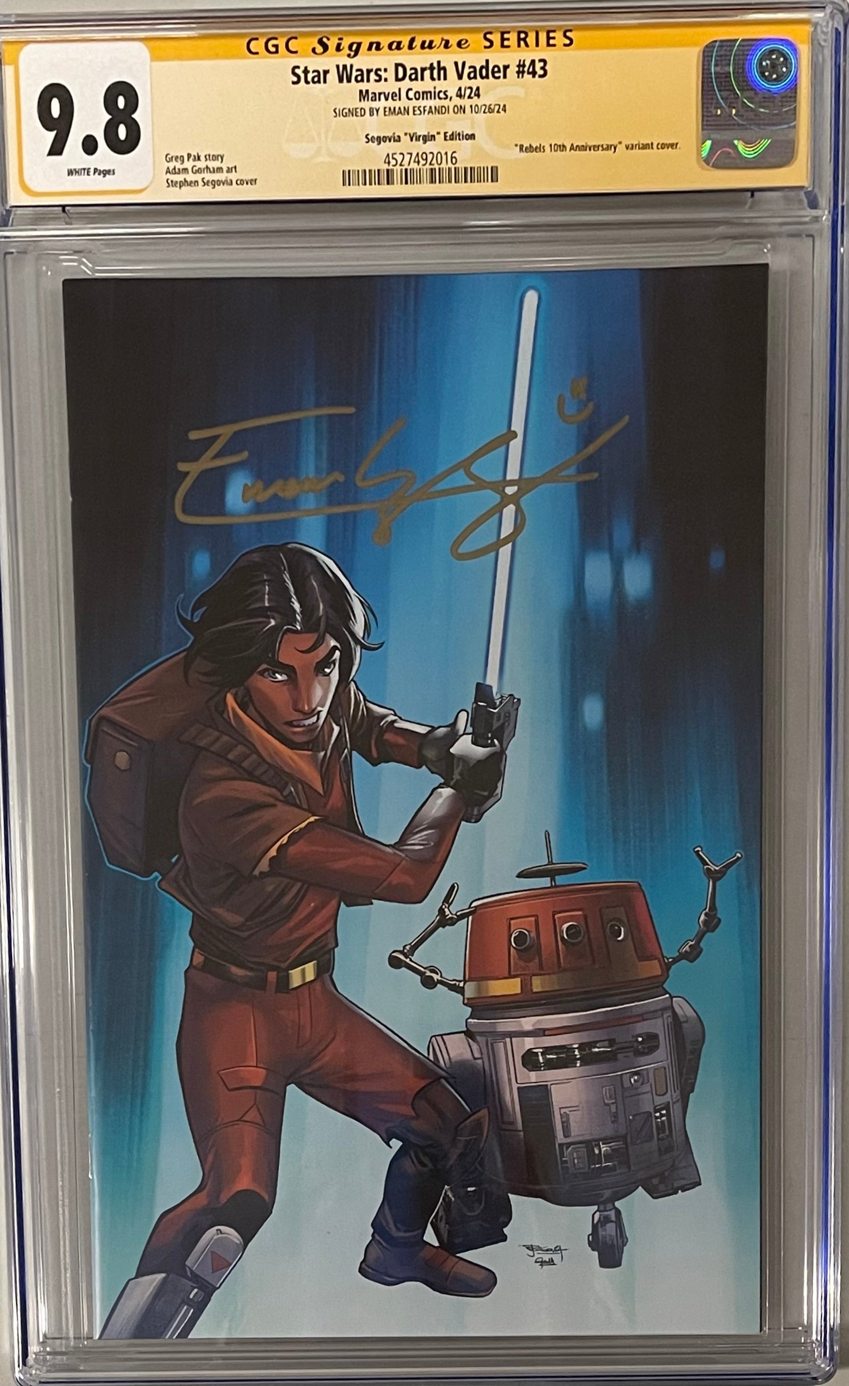 STAR WARS DARTH VADER #43 STEPHEN SEGOVIA EXCLUSIVE VIRGIN VARIANT SIGNED BY EMAN ESFANDI CGC 9.8 (IN STOCK C60)