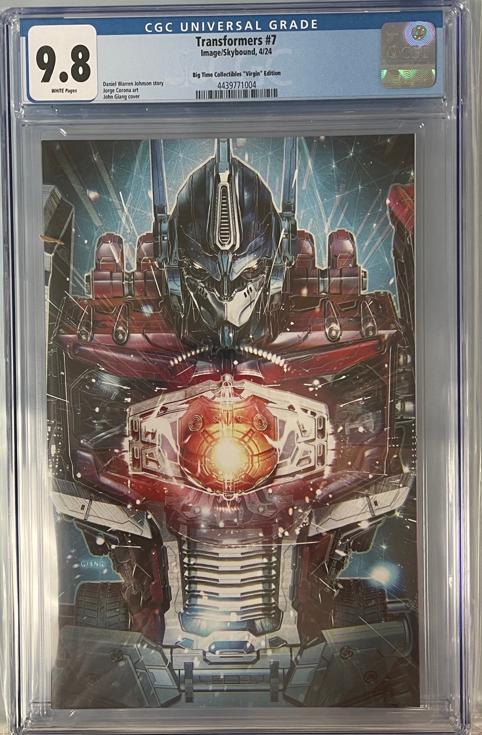 TRANSFORMERS #7 JOHN GIANG EXCLUSIVE VIRGIN VARIANT CGC 9.8 (IN STOCK) C45