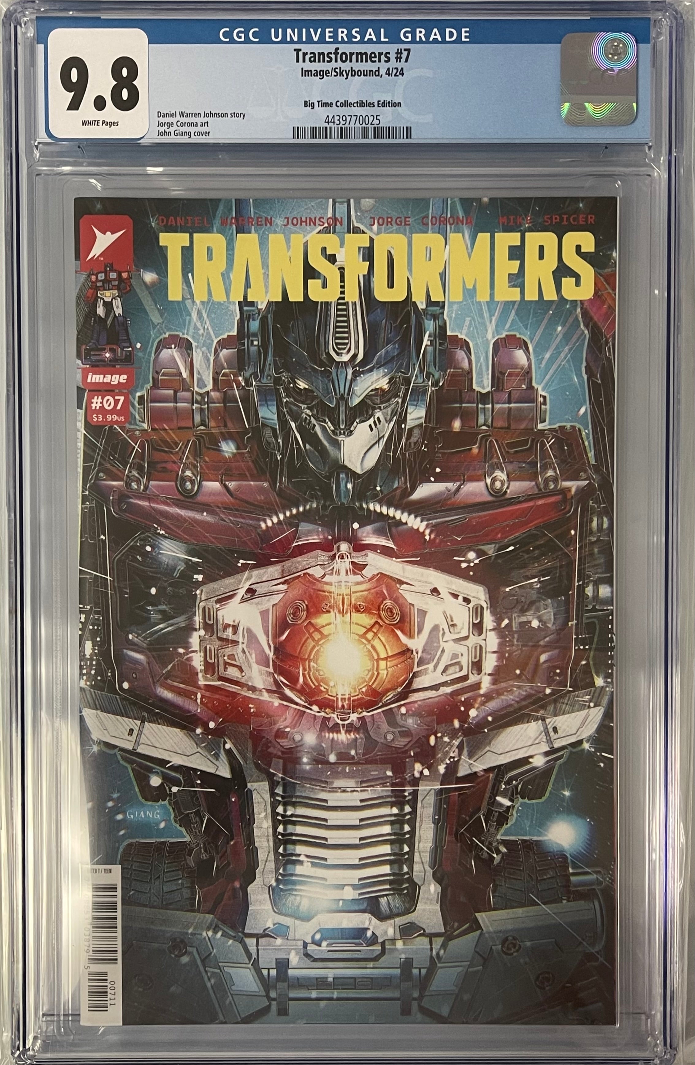 TRANSFORMERS #7 JOHN GIANG "TILL ALL ARE ONE" EXCLUSIVE VARIANT CGC 9.8 (IN STOCK) C16