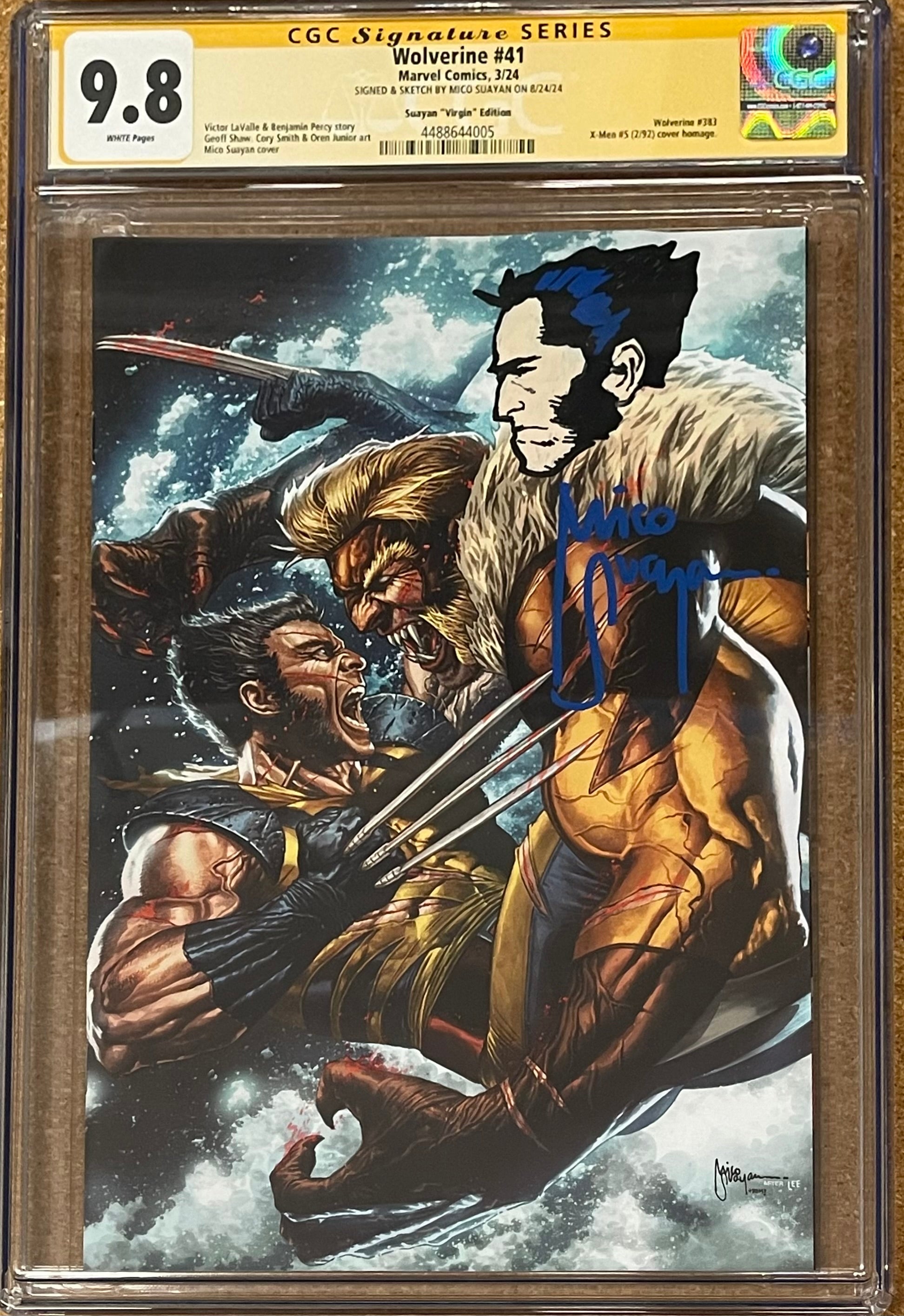 WOLVERINE #41 MICO SUAYAN VIRGIN EDITION SIGNED W/COLORED LOGAN SKETCH BY MICO SUAYAN CGC 9.8 (IN STOCK) C63