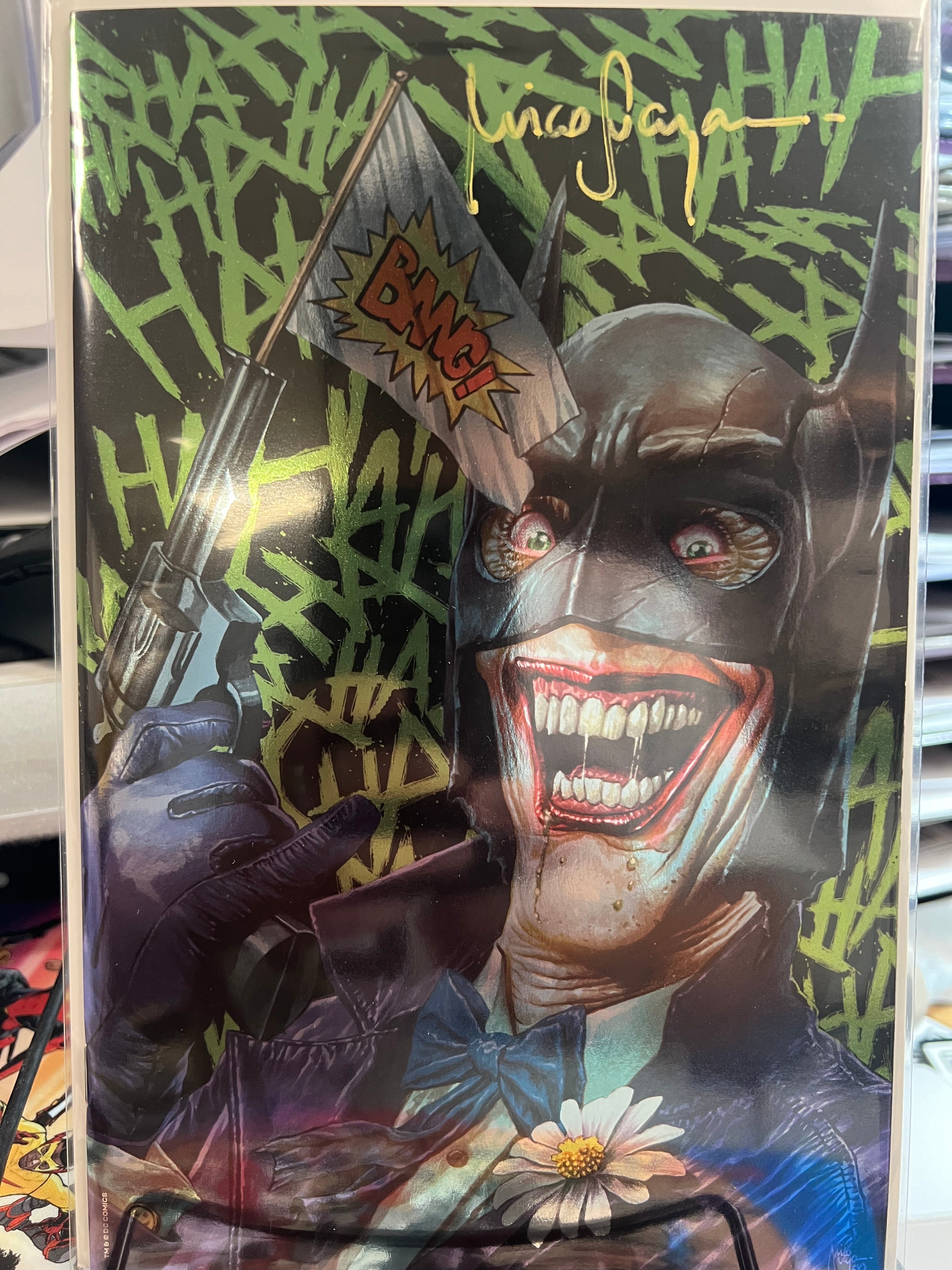 BATMAN & THE JOKER DEADLY DUO # VIRGIN FOIL SIGNED BY MICO SUAYAN WITH COA (SS 5)