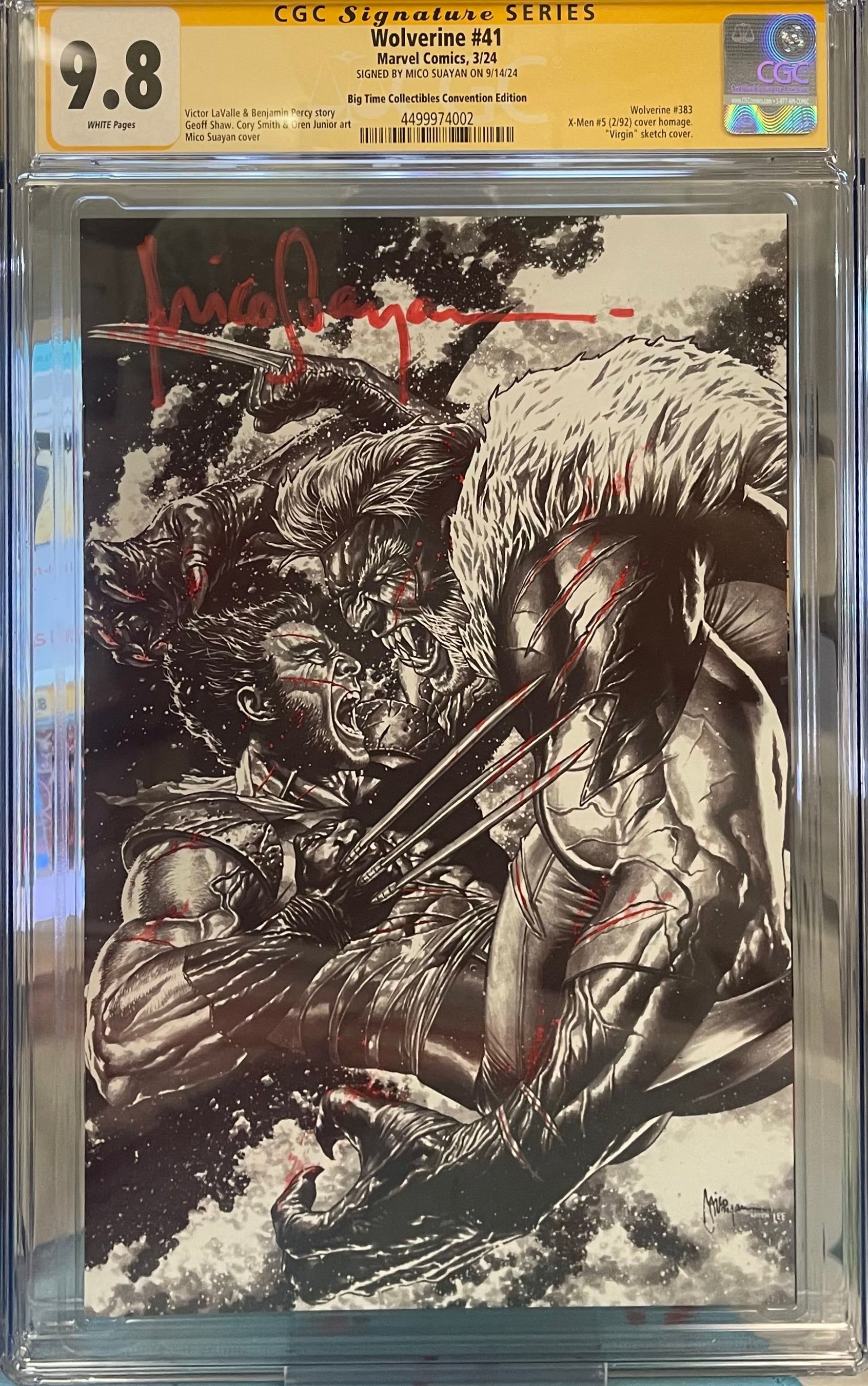 WOLVERINE #41 MICO SUAYAN CONVENTION EXCLUSIVE SIGNED BY MICO SUAYAN CGC 9.8 (C70)