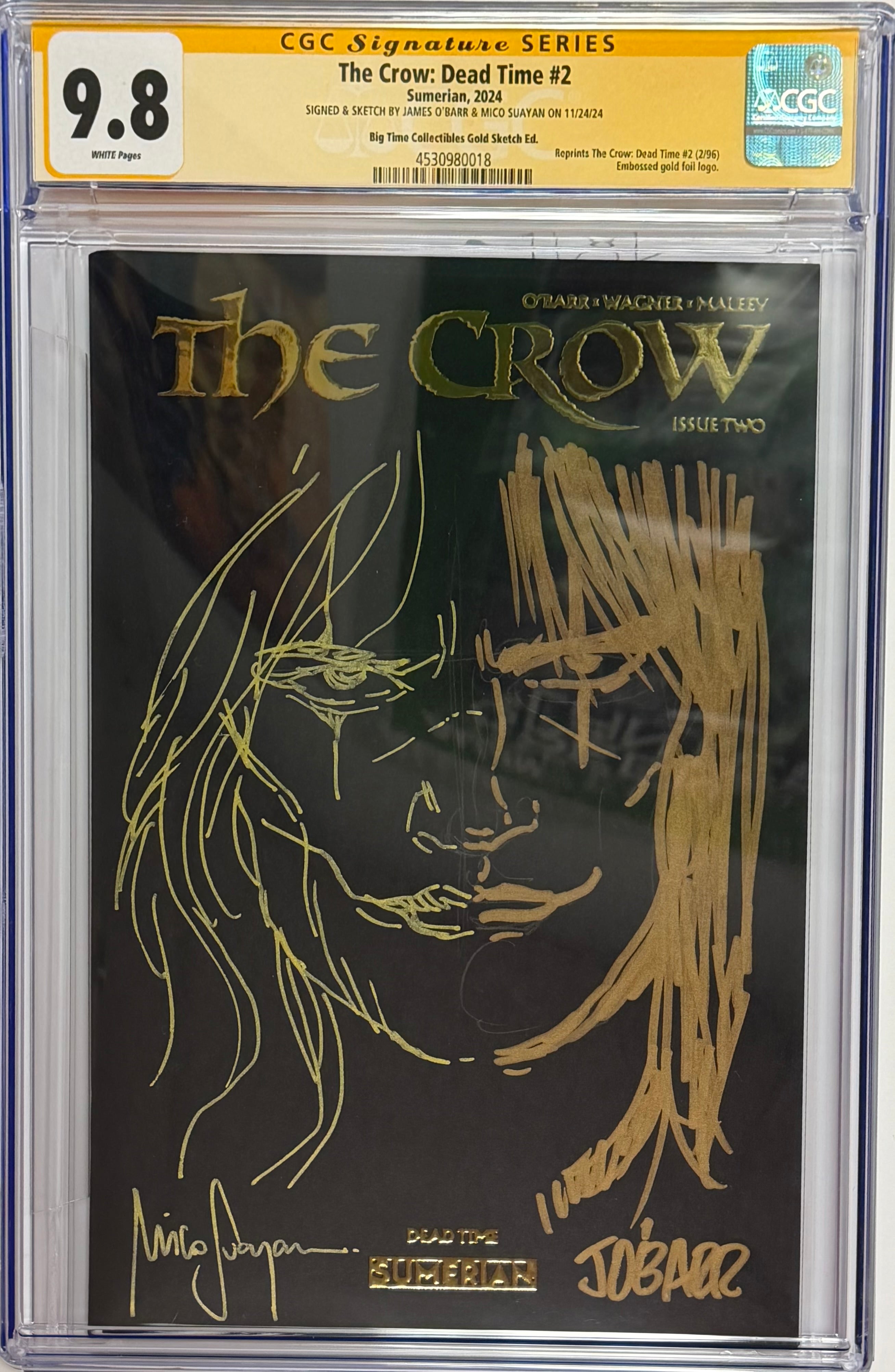 CROW DEAD TIME #2 GOLD SKETCH EXCLUSIVE JAM PIECE SKETCH BY MICO SUAYAN & JAMES O'BARR CGC 9.8 (IN STOCK) C45