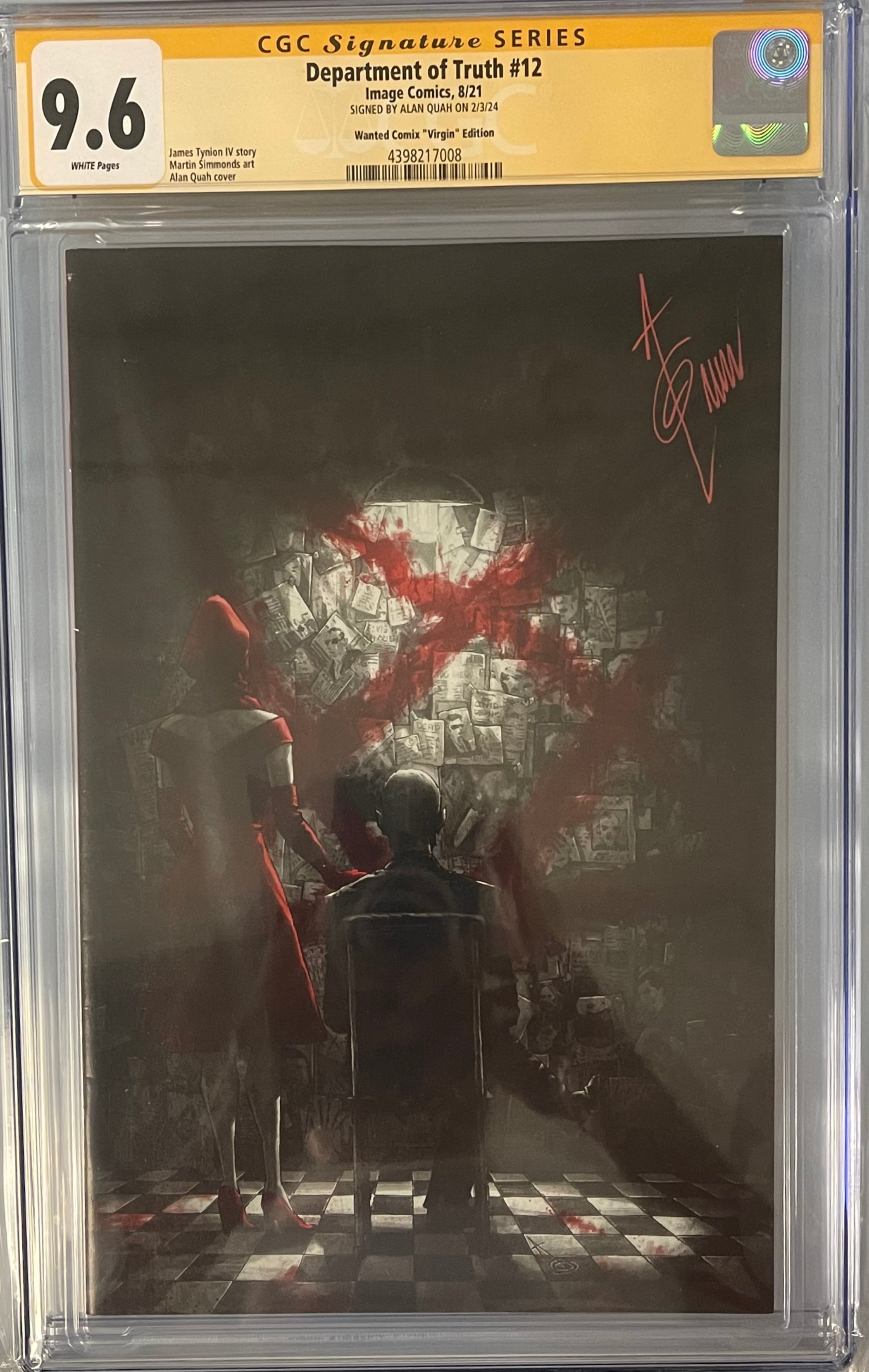 DEPARTMENT OF TRUTH #12 EXCLUSIVE VIRGIN VARIANT SIGNED BY ALAN QUAH CGC 9.6 (IN STOCK) C46