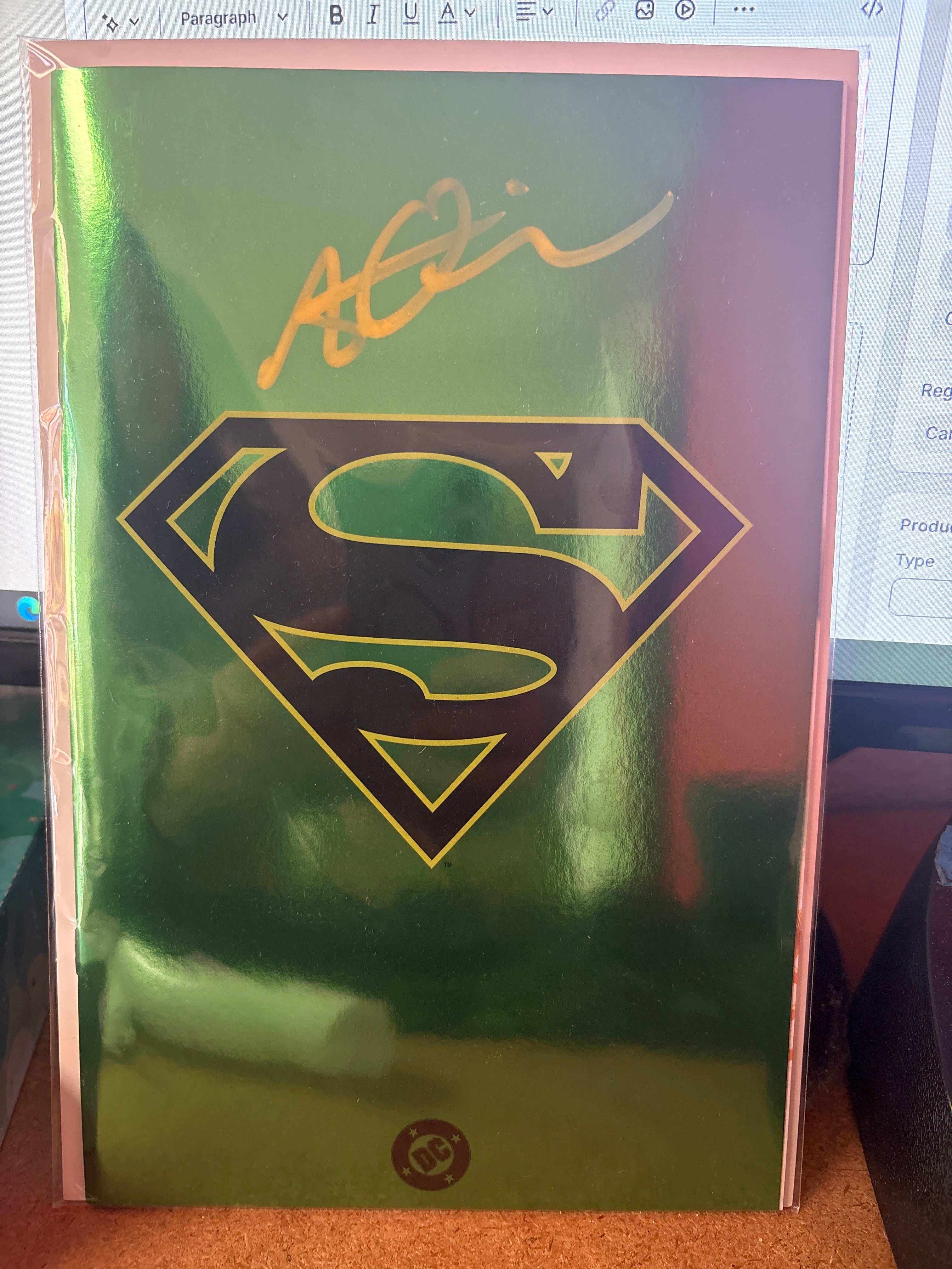 SUPERMAN UNLIMITED #2 LOOK DINE-IN CINEMA AQ KRYPTONITE FOIL SIGNED BY ARRIS & MICO W/ COA (SS11)