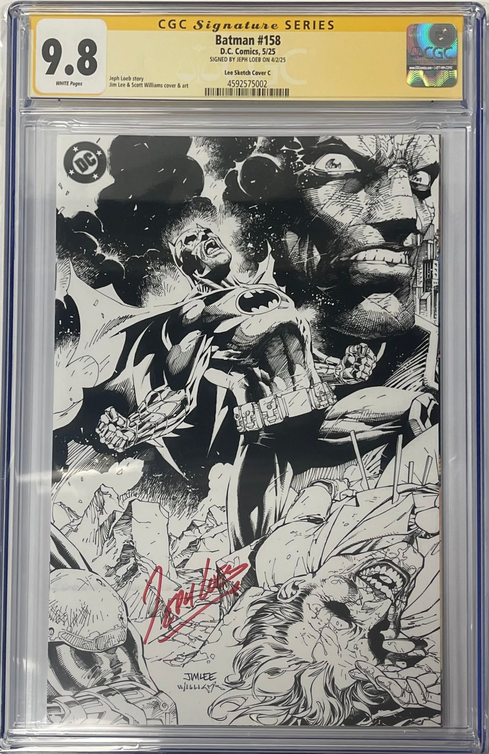 BATMAN #158 CVR Q INC 1:608 JIM LEE & SCOTT WILLIAMS INKS VAR SIGNED BY JEPH LOEB CGC 9.8 (IN STOCK) C63