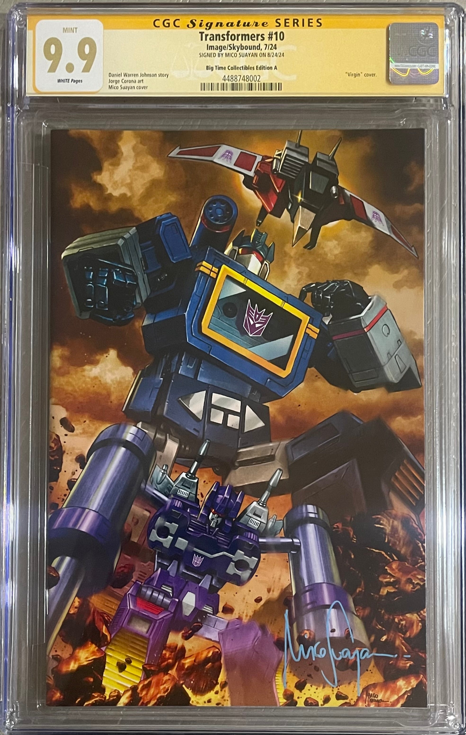 TRANSFORMERS #10 MICO SUAYAN EXCLUSIVE VIRGIN EDITION SIGNED BY MICO SUAYAN CGC 9.9 MINT (C103)