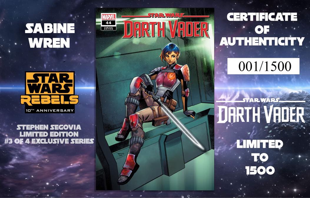 STAR WARS: DARTH VADER 44 STEPHEN SEGOVIA REBELS 10TH ANNIVERSARY LIMITED EDITION #3 OF 4 EXCLUSIVE SERIES OPTIONS 03/13/24