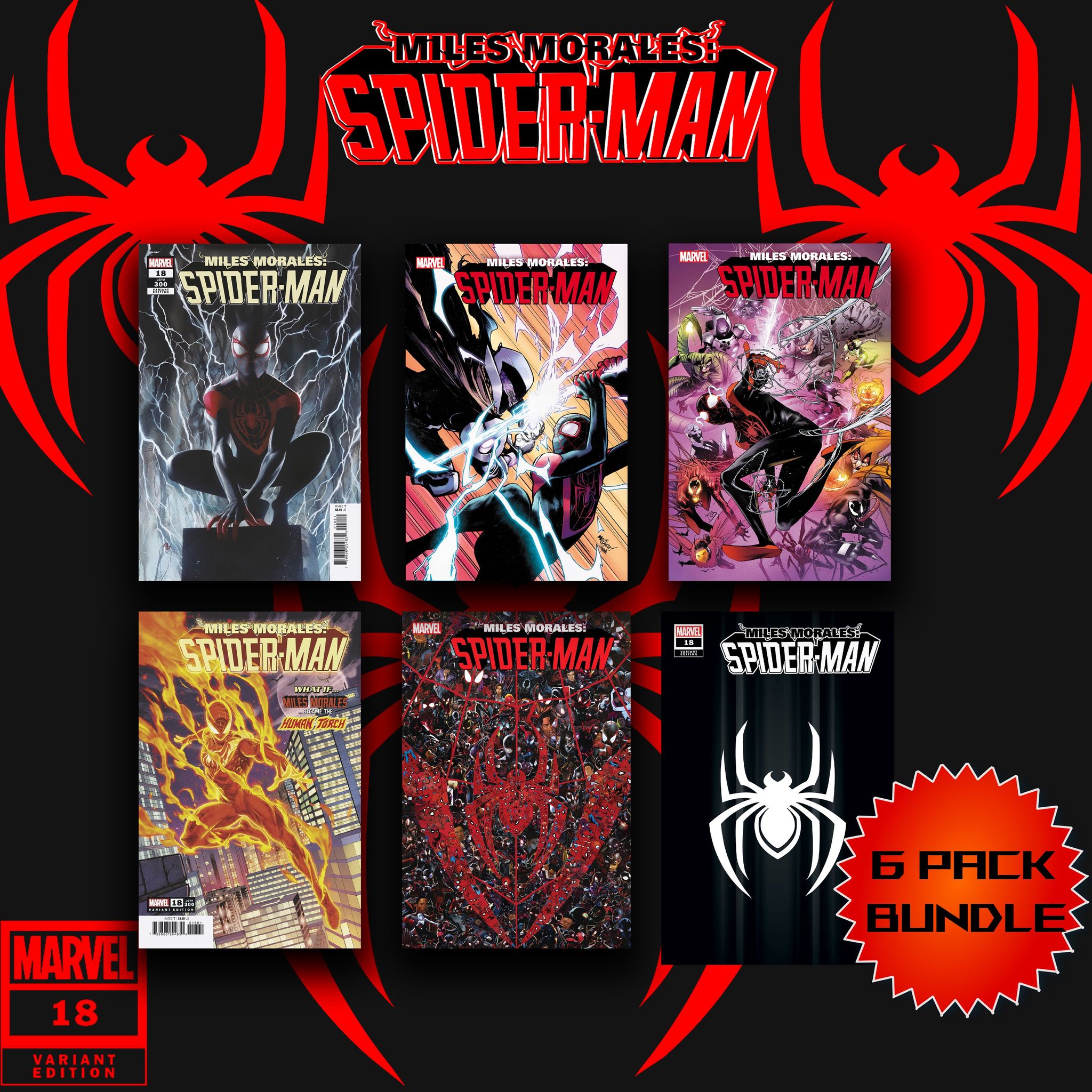 MILES MORALES: SPIDER-MAN #18 300TH ISSUE 6-PACK BUNDLE- 03/27/2024