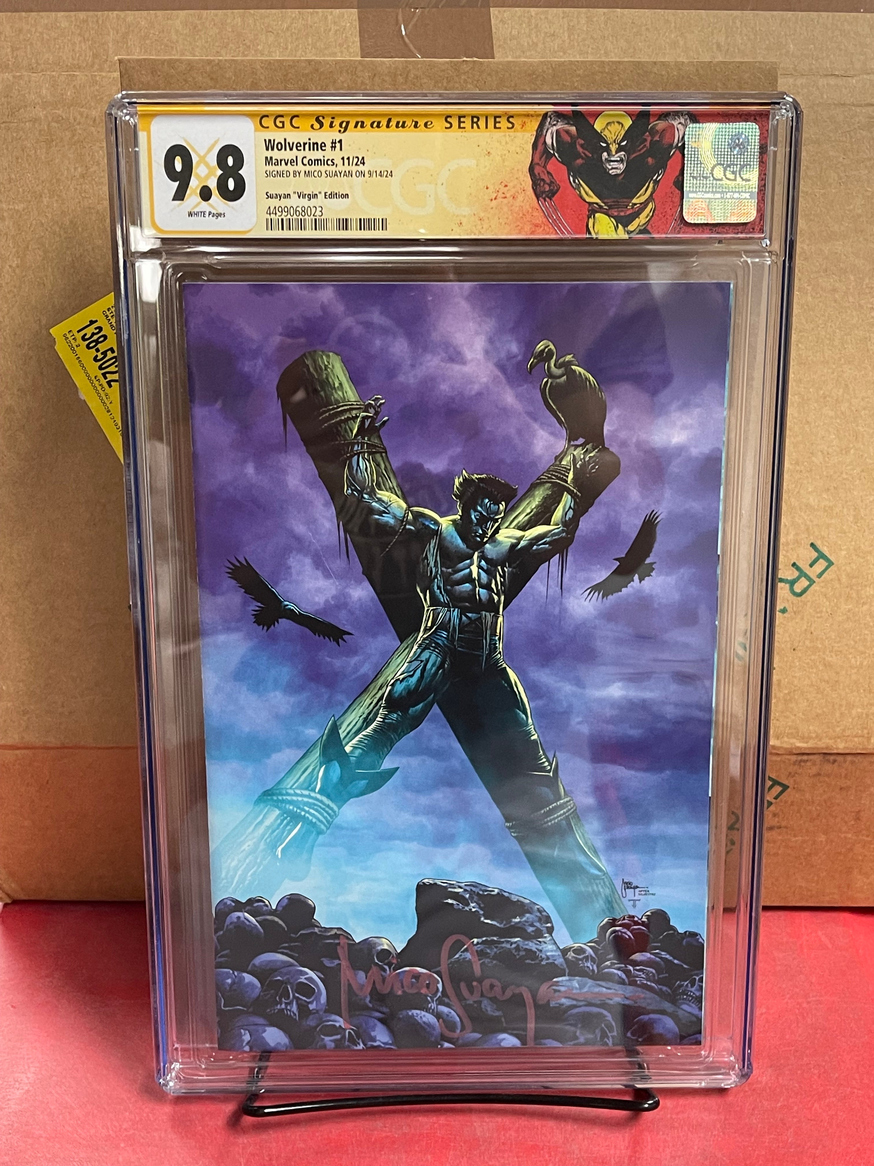 WOLVERINE #1 MICO SUAYAN EXCLUSIVE SIGNED BY MICO SUAYAN CGC 9.8 W/WOLVERINE CUSTOM LABEL (RED SIG) (C101)