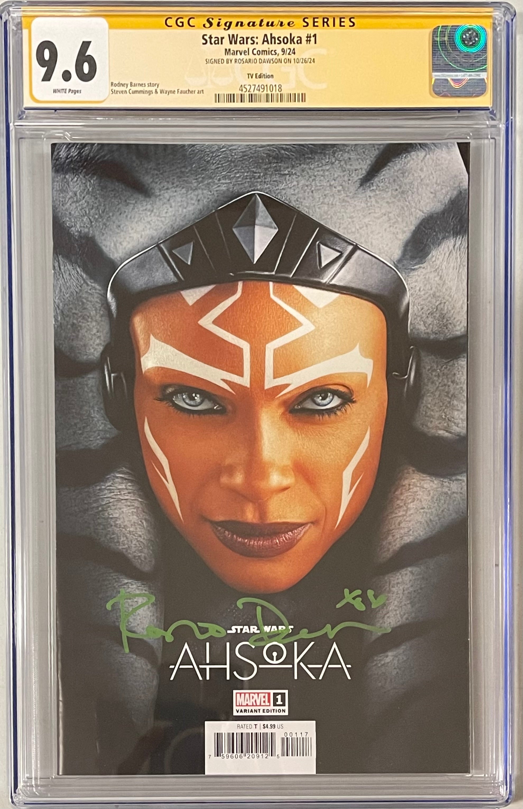 STAR WARS: AHSOKA #1 TV VARIANT[1:25] SIGNED BY ROSARIO DAWSON CGC 9.6 (IN STOCK C61)