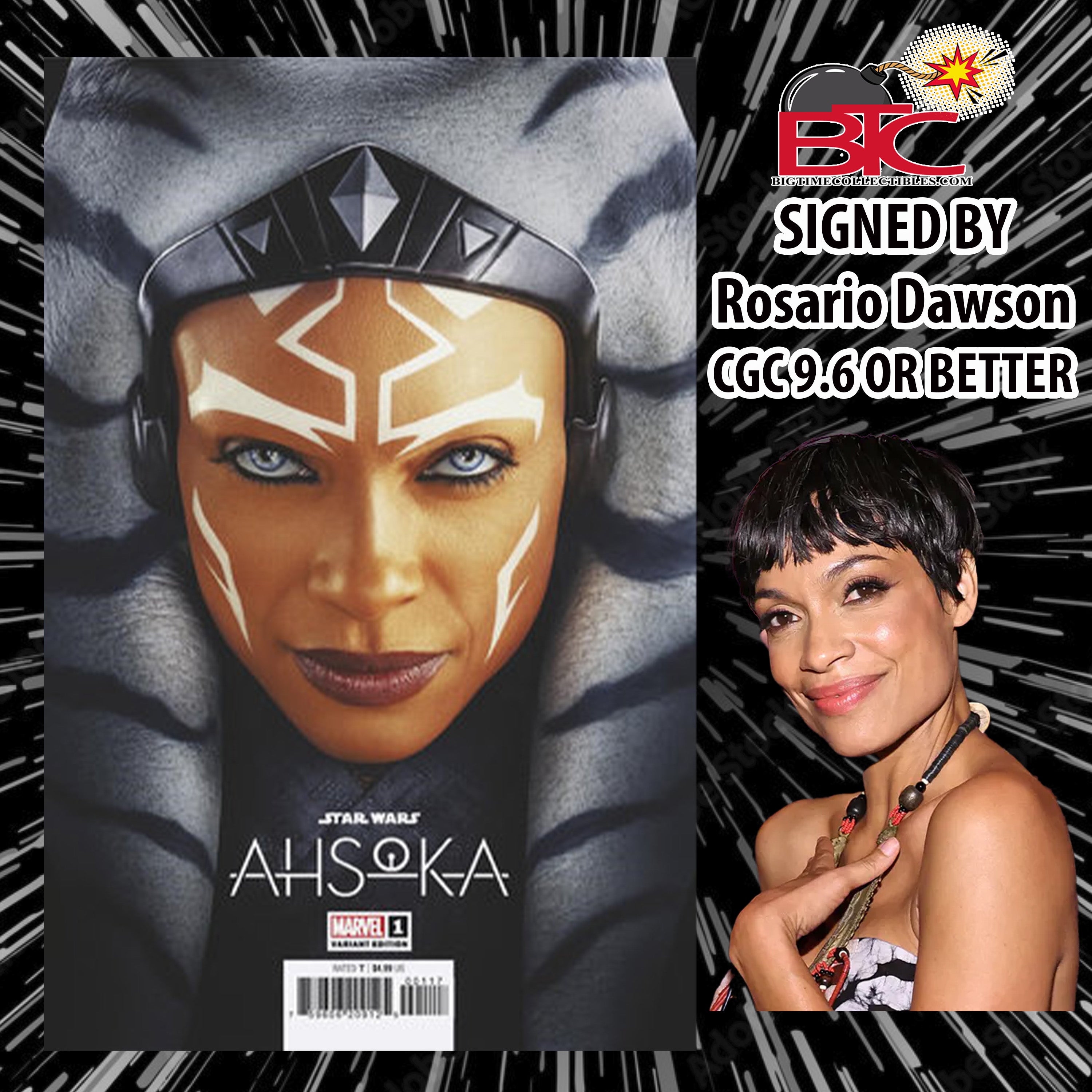 STAR WARS: AHSOKA #1 TV VARIANT[1:25] SIGNED BY ROSARIO DAWSON CGC 9.6 (IN STOCK C61)