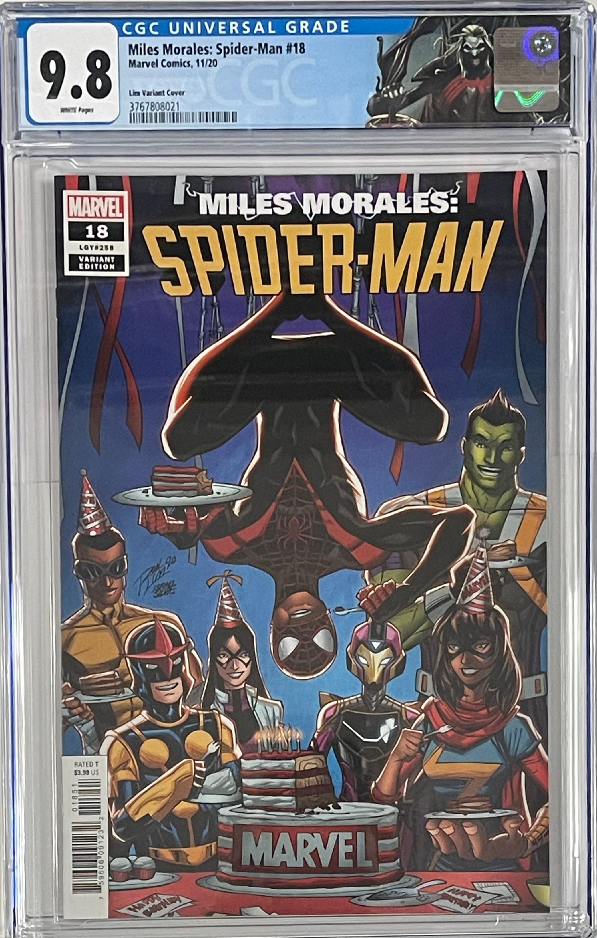 MILES MORALES SPIDER-MAN #18 LIM ANNIVERSARY VARIANT CGC 9.8 W/RETIRED KNULL CUSTOM LABEL (C57)