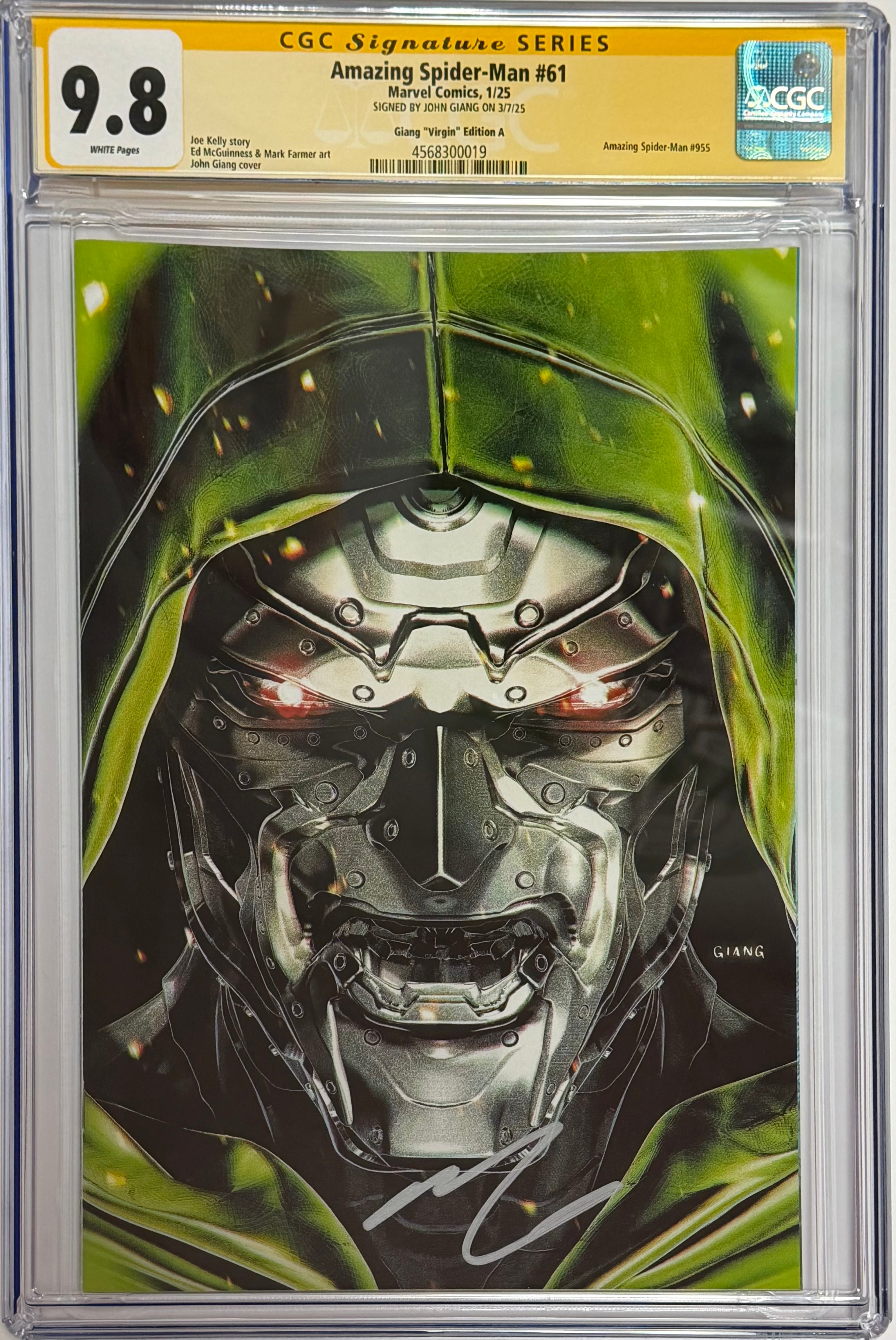 AMAZING SPIDER-MAN #61 JOHN GIANG NEGATIVE BLEED EXCLUSIVE VIRGIN EDITION SIGNED BY JOHN GIANG CGC 9.8 (IN STOCK) C67
