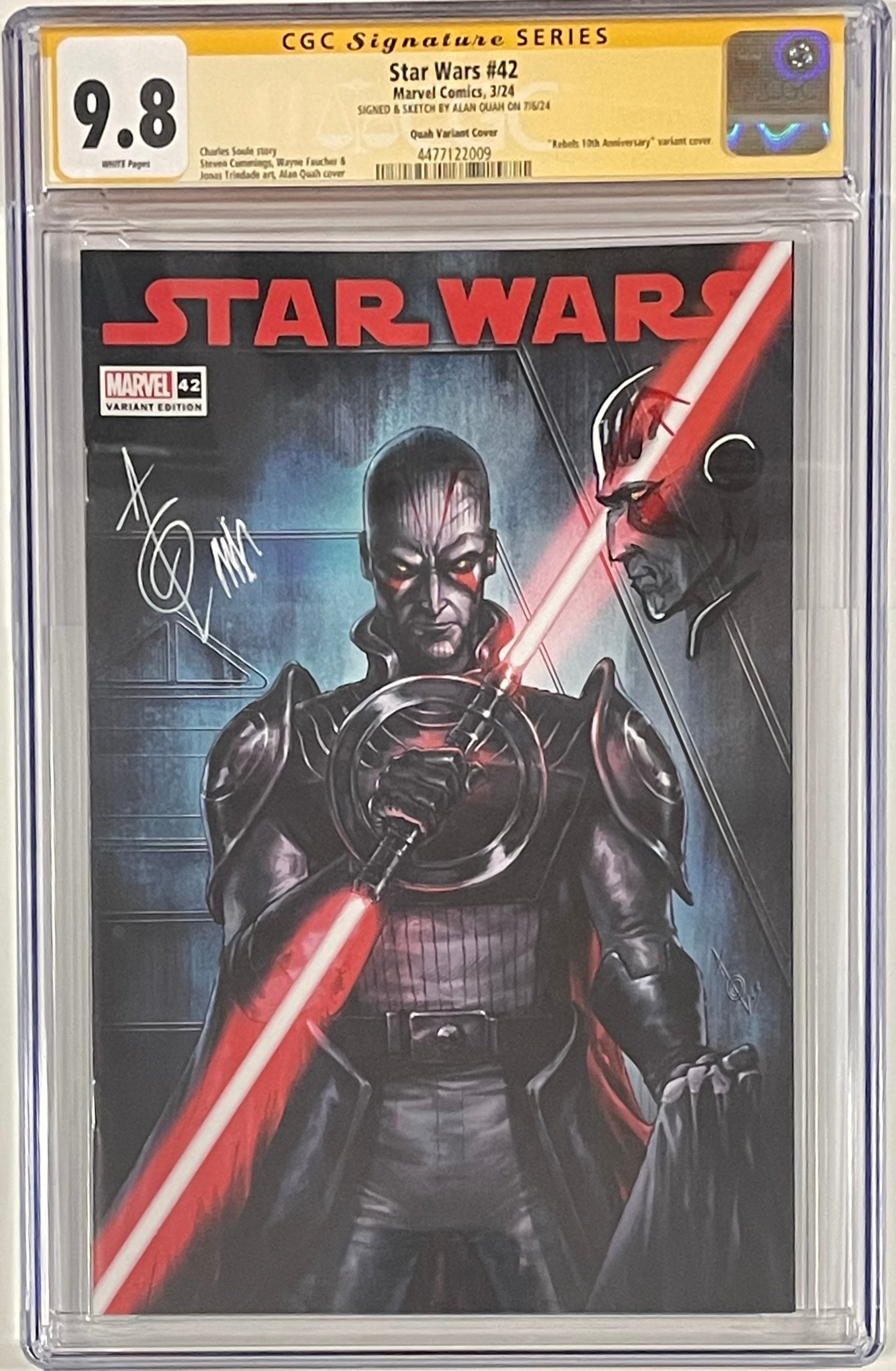 STAR WARS #42 ALAN QUAH REBELS 10TH ANNIVERSARY SIGNED W/GRAND INQUISITOR SKETCH BY ALAN QUAH CGC 9.8 (C91)