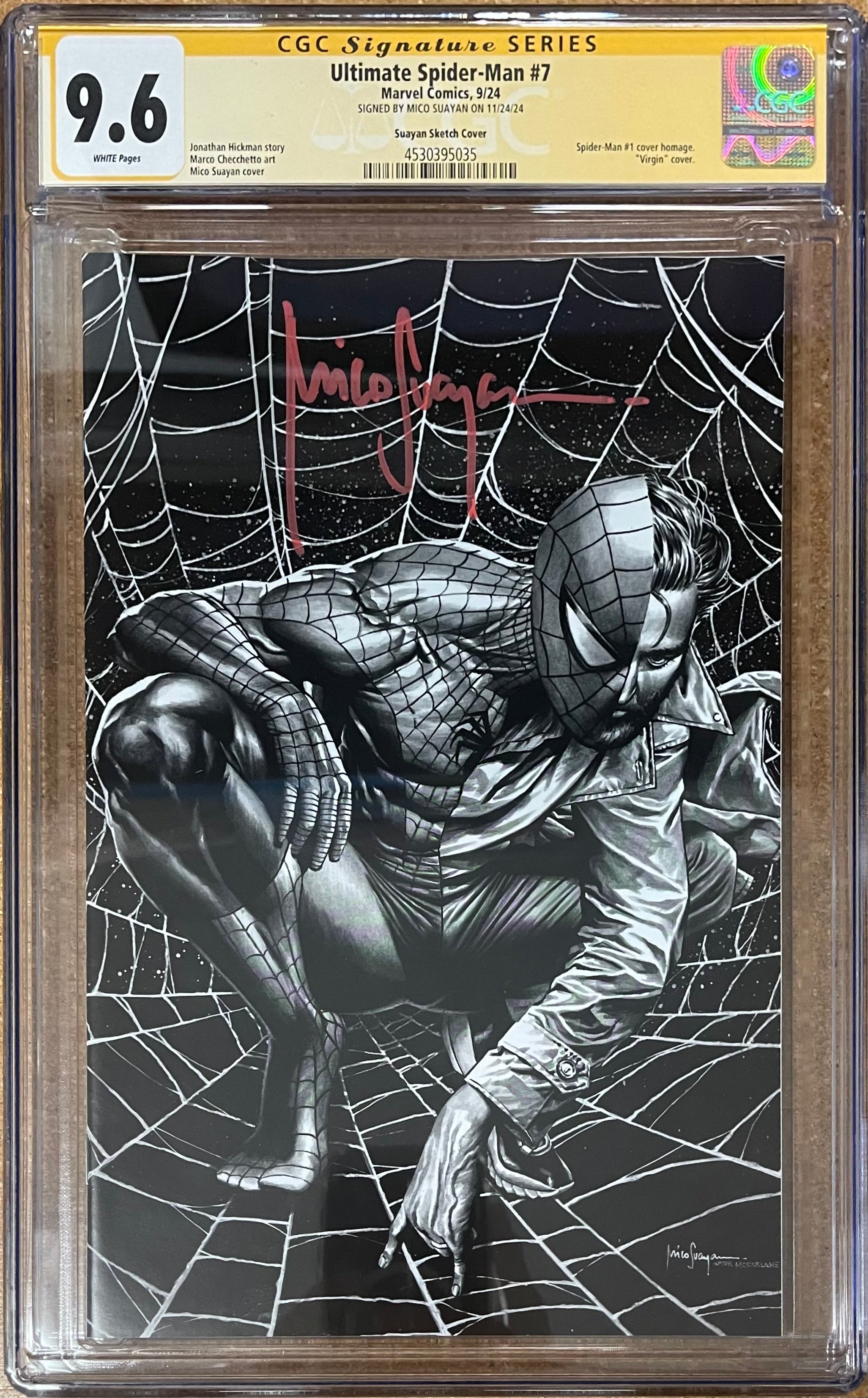 ULTIMATE SPIDER-MAN #7 MICO SUAYAN EXCLUSIVE SKETCH VIRGIN VARIANT COVER SIGNED BY MICO SUAYAN CGC 9.6 (C61)