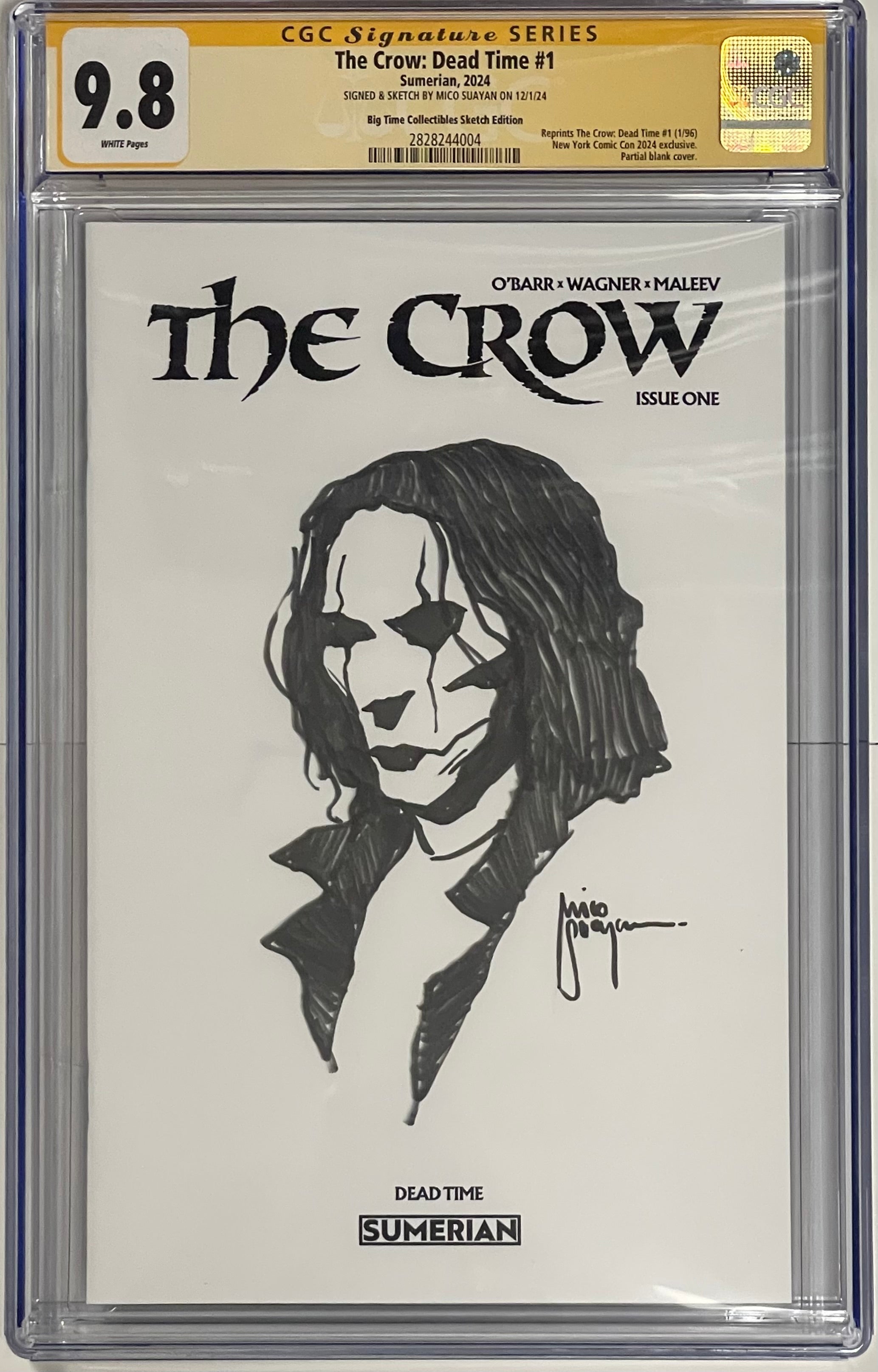 THE CROW: DEAD TIME #1 EXCLUSIVE SKETCH EDITION SIGNED WITH CROW SKETCH BY MICO SUAYAN CGC 9.8 (C58)