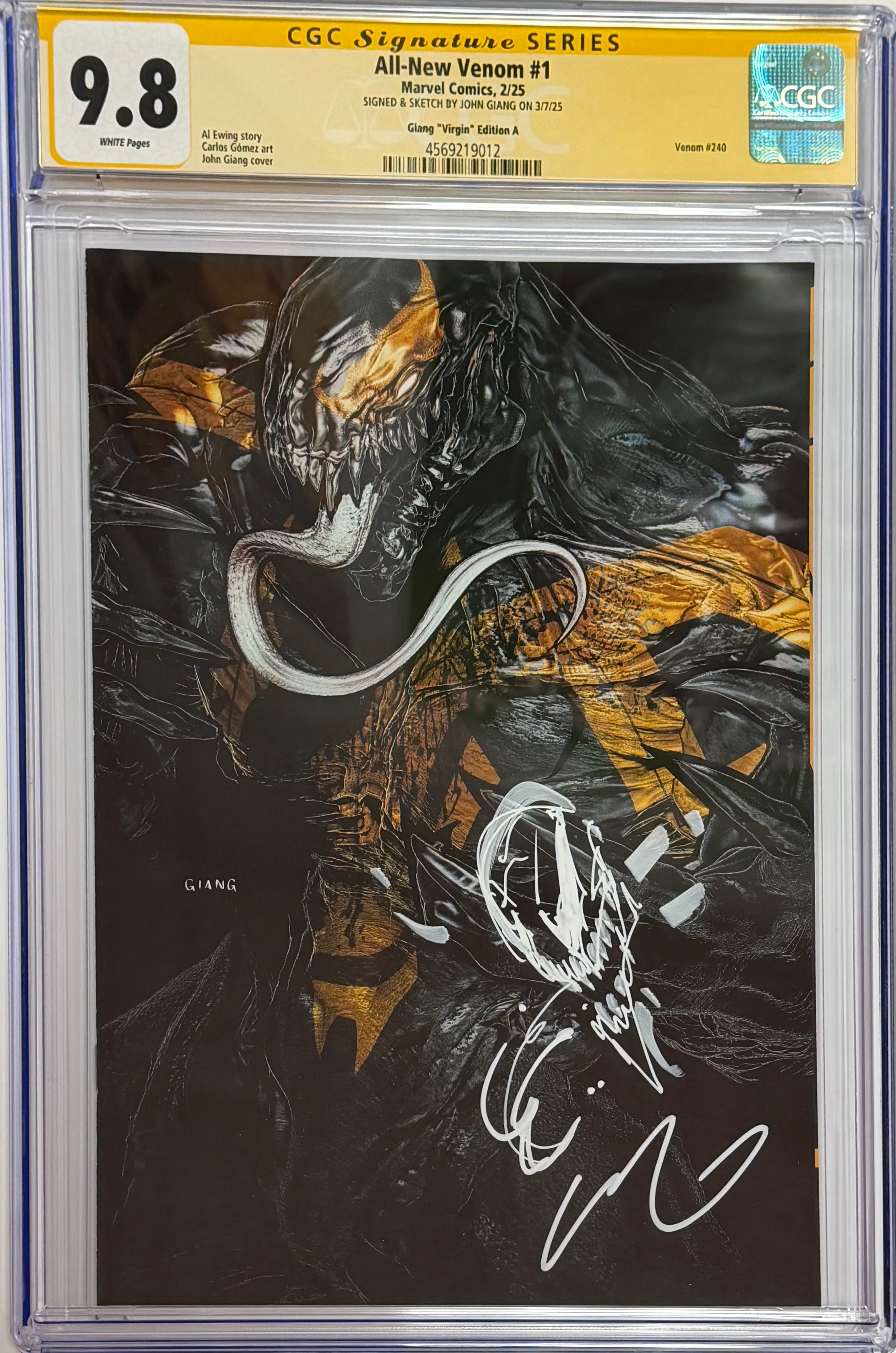 ALL-NEW VENOM #1 JOHN GIANG EXCLUSIVE VIRGIN EDITION SIGNED W/VENOM SKETCH BY JOHN GIANG CGC 9.8 (IN STOCK) C65