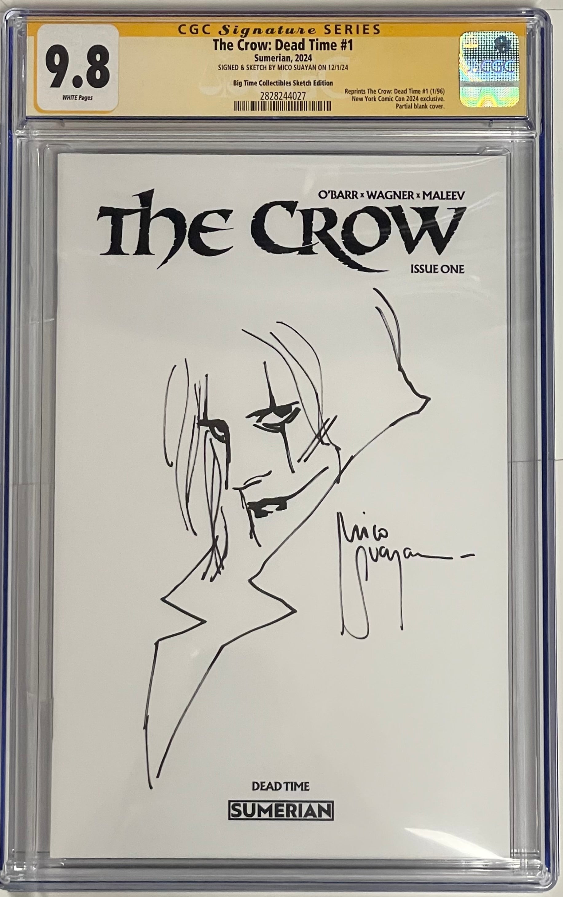 THE CROW: DEAD TIME #1 EXCLUSIVE SKETCH EDITION SIGNED WITH CROW SKETCH BY MICO SUAYAN CGC 9.8 (C82)