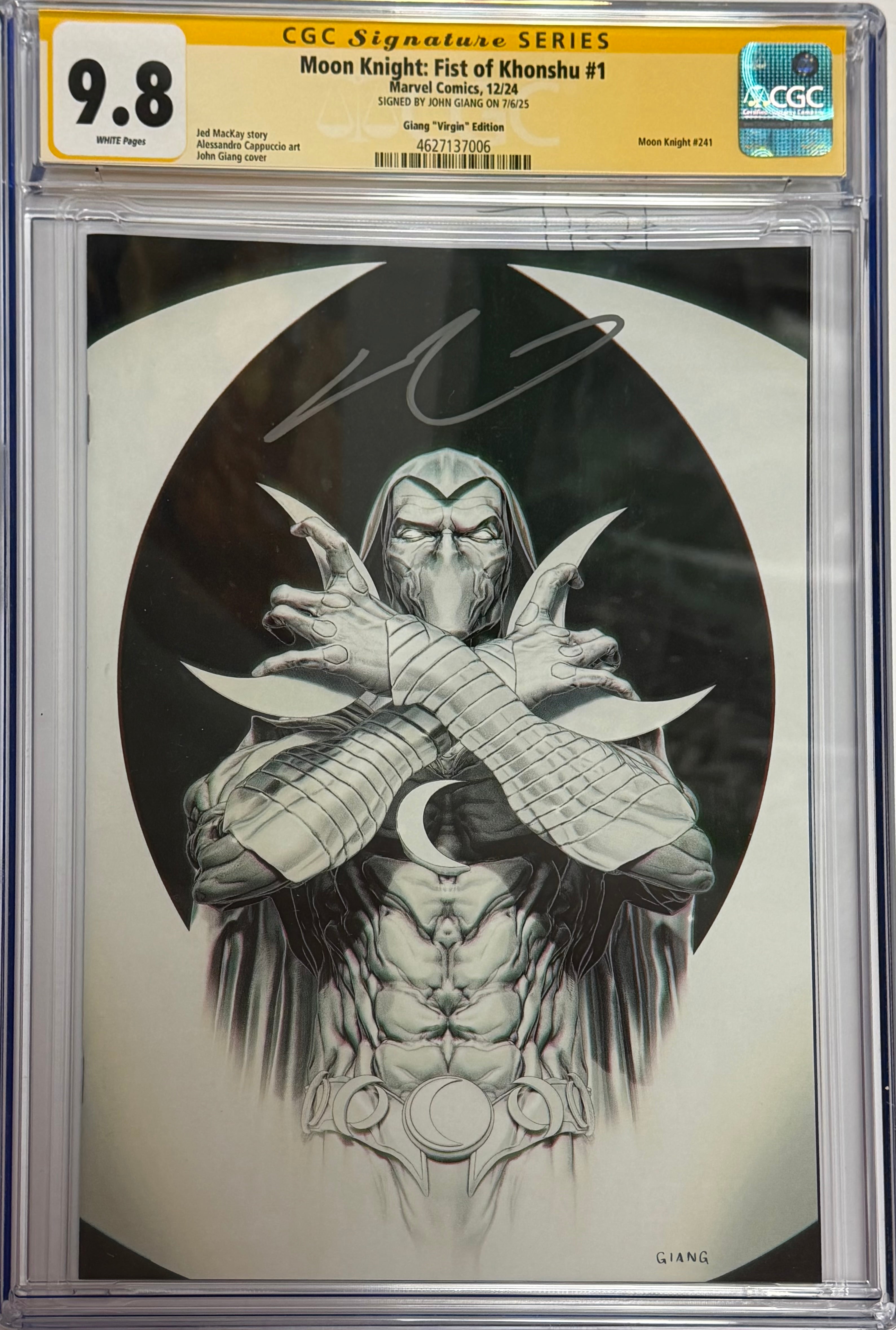 MOON KNIGHT: FIST OF KHONSHU #1 JOHN GIANG NEGATIVE BLEED VIRGIN EDITION SIGNED BY JOHN GIANG CGC 9.8 (IN STOCK) C43