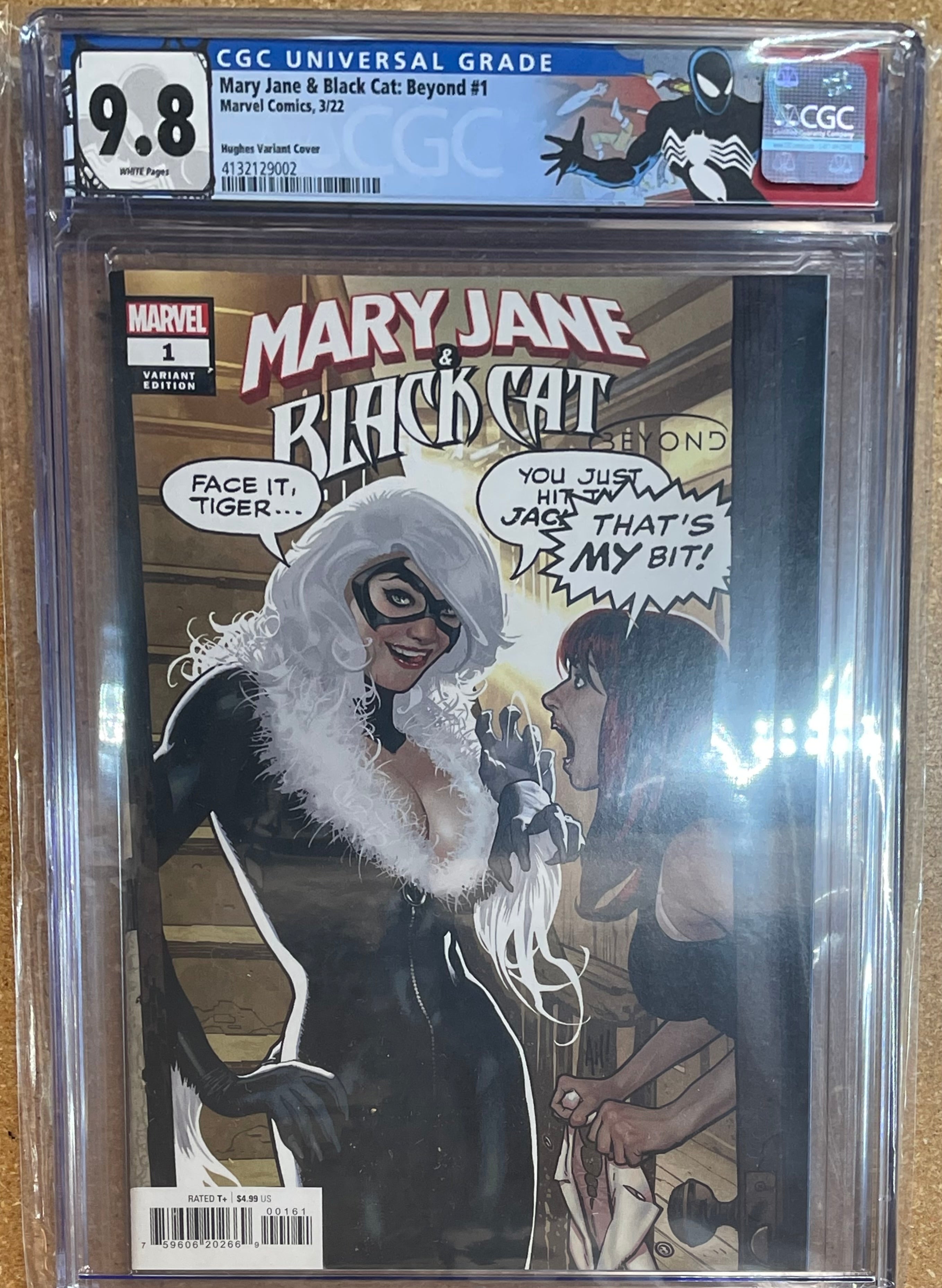 MARY JANE BLACK CAT BEYOND #1 HUGHES 1:50 VARIANT CGC 9.8 WITH SPIDER-MAN CUSTOM LABEL (INSTOCK) C28