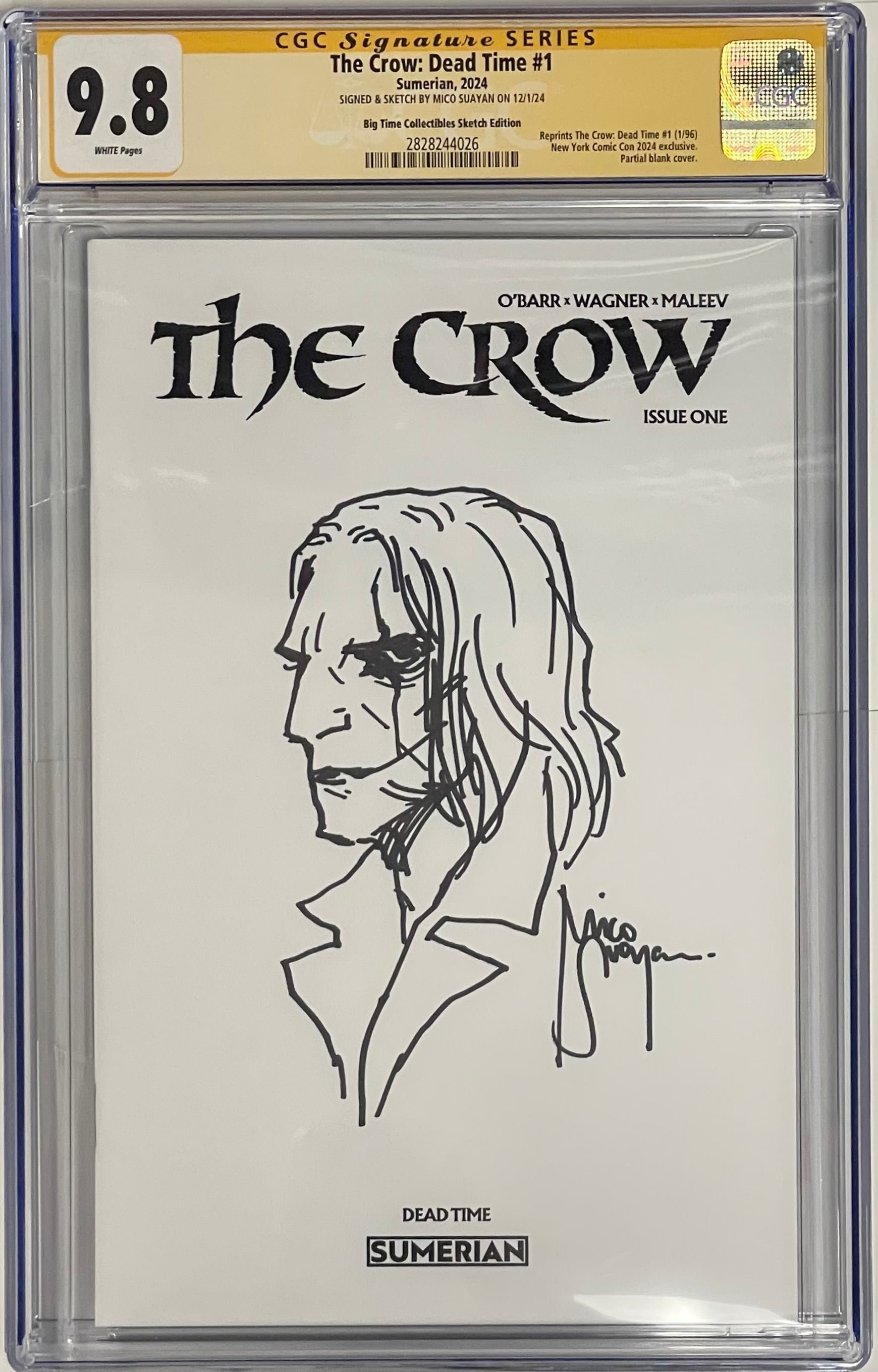 THE CROW: DEAD TIME #1 EXCLUSIVE SKETCH EDITION SIGNED WITH CROW SKETCH BY MICO SUAYAN CGC 9.8 (C80)