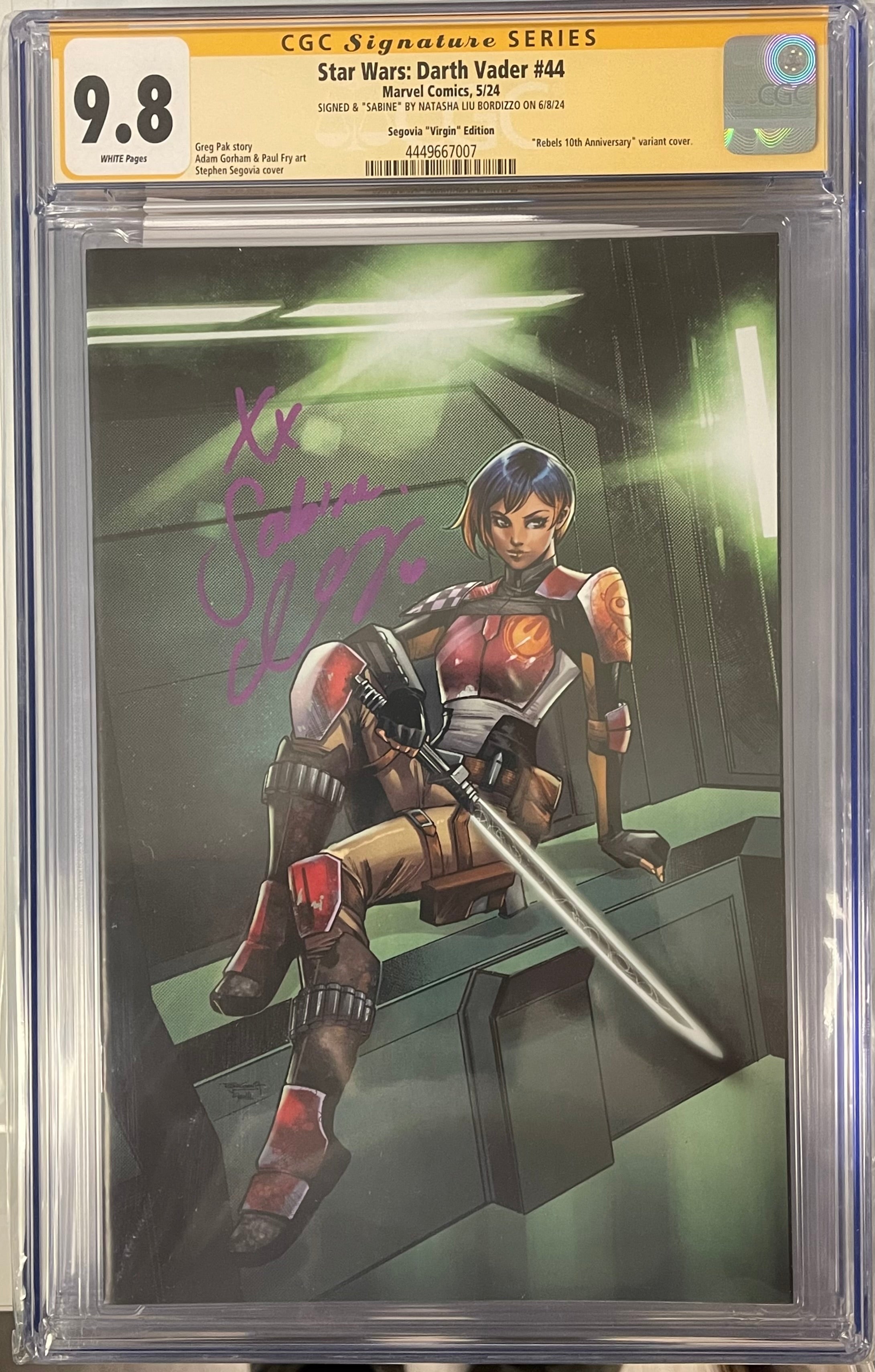 STAR WARS DARTH VADER #44 STEPHEN SEGOVIA VIRGIN VARIANT SIGNED BY NATASHA LIU BORDIZZO CGC 9.8  (IN STOCK) C48