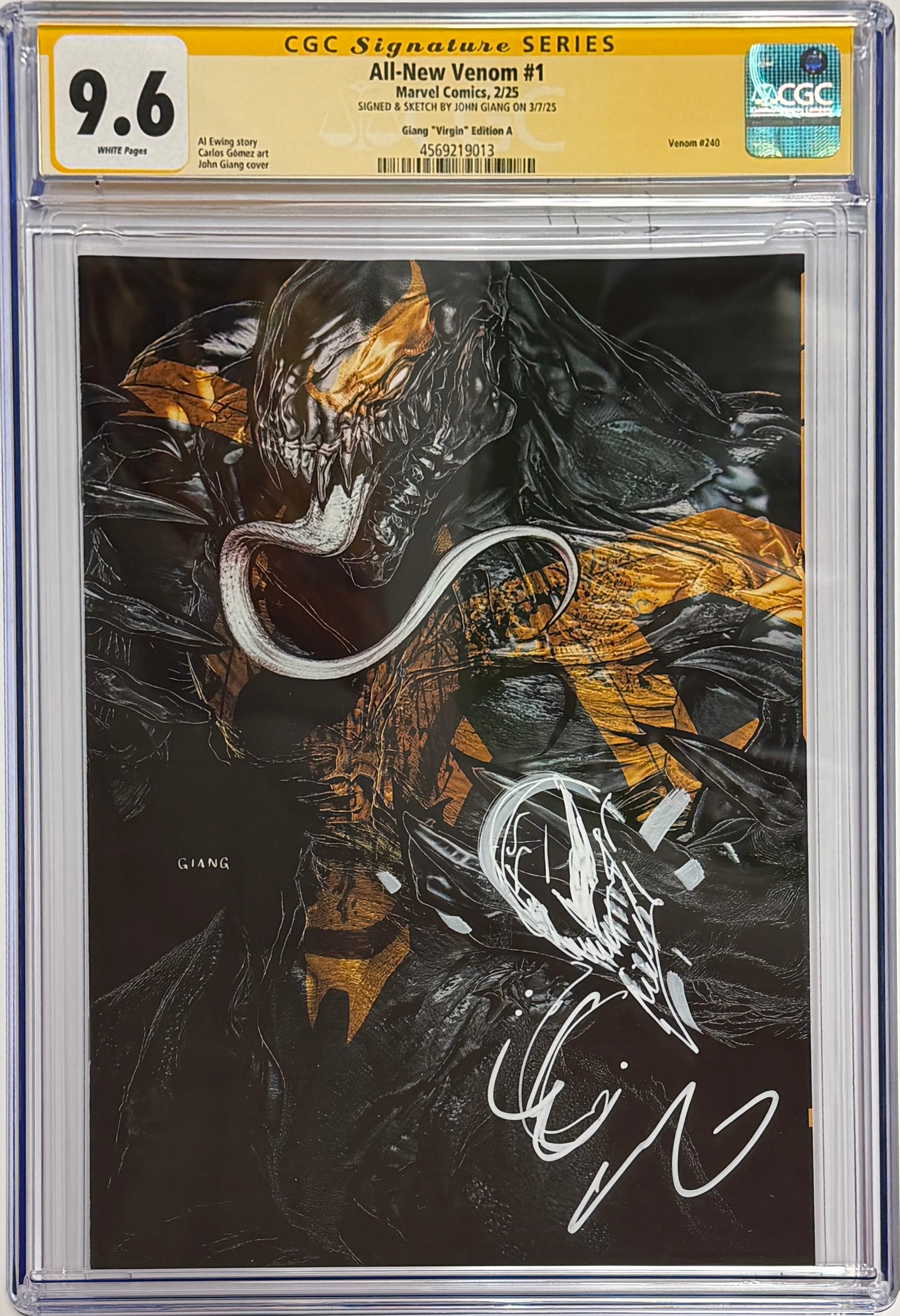 ALL-NEW VENOM #1 JOHN GIANG EXCLUSIVE VIRGIN EDITION SIGNED W/VENOM SKETCH BY JOHN GIANG CGC 9.6 (IN STOCK) C67