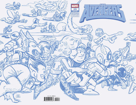 AVENGERS #25 CHRIS GIARRUSSO MARVEL UNIVERSE CONNECTING BLUE LINE SKETCH WRAP VARIANT B [DOOM][1:50] -- [Expected In Stock Date : 04-23-25 ]