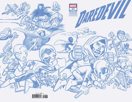 DAREDEVIL #20 CHRIS GIARRUSSO MARVEL UNIVERSE CONNECTING BLUE LINE SKETCH WRAP VARIANT C[1:50] -- [Expected In Stock Date : 04-09-25]