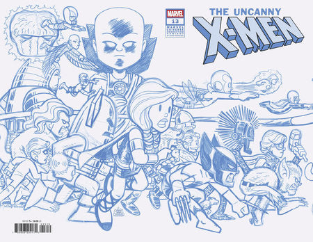 UNCANNY X-MEN #13 CHRIS GIARRUSSO MARVEL UNIVERSE CONNECTING BLUE LINE SKETCH WRAP VARIANT N[1:50] -- [Expected In Stock Date : 04-09-25]